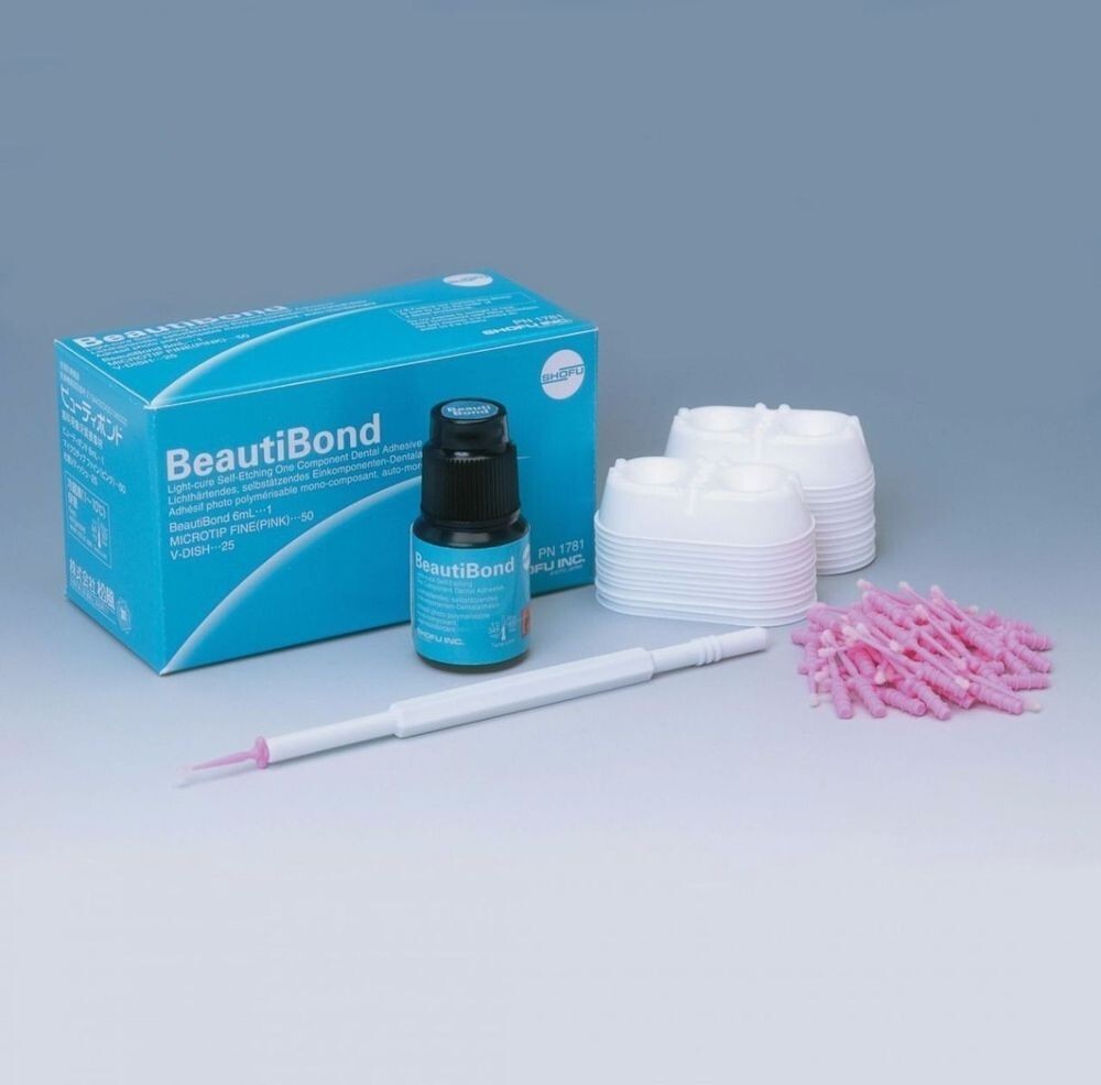 Dental Shofu BeautiBond 6ml Adhesive Bond, Microtip Fine 50, V-Dish 25 Free Ship