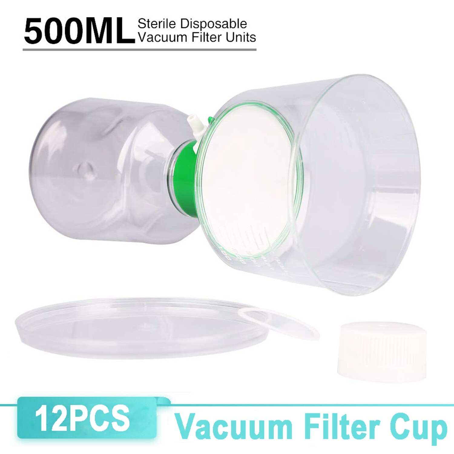 4-12PCS 500ml Sterile Disposable Vacuum Bottle Top Filters 0.22um PES Membrane