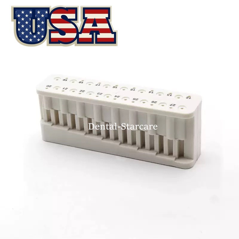 Dental Endo Block File & Bur Holder with Measuring Ruler White Autoclavable USA