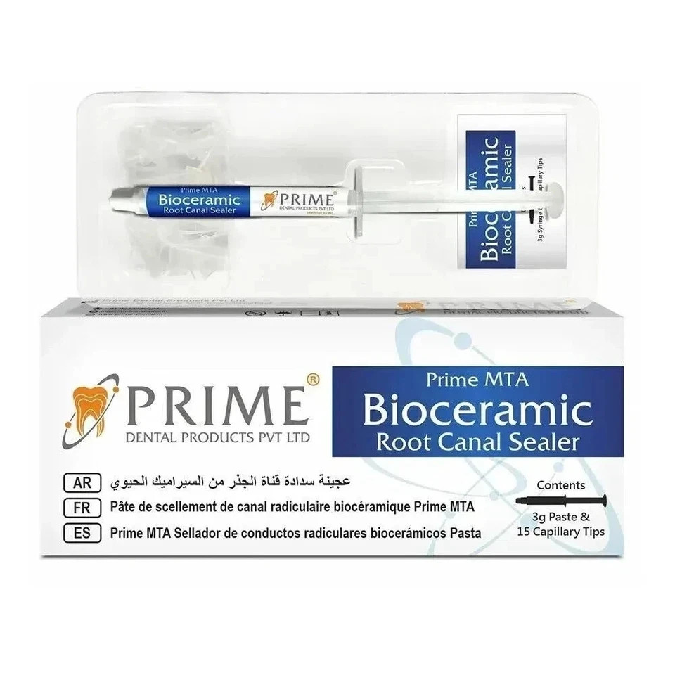 PRIME DENTAL MTA Bioceramic RCT Sealer 3 gm Syringe with 15 Tips FREE SHIPPING