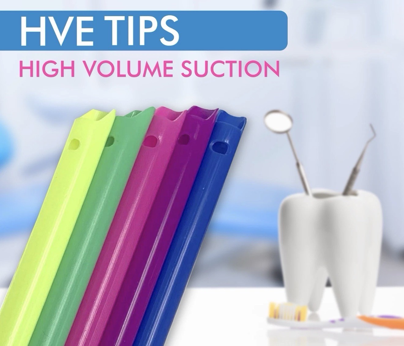 MDS Dental Disposable HVE Suction Tips ,Vented High-Volume Evacuation Tips