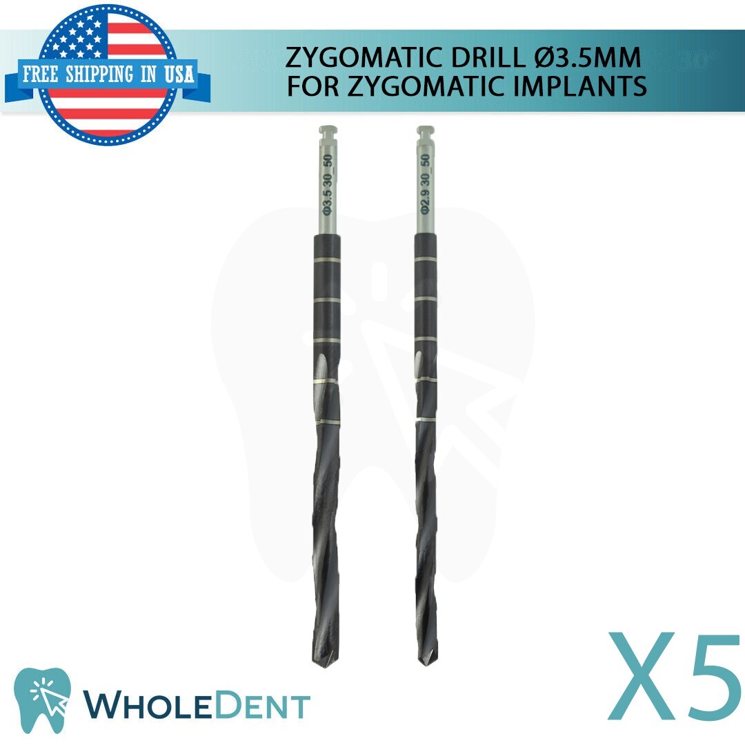 5X Zygomatic Drill Ø3.5mm 54.0mm/86.0 L (Diamond-Like Carbon) coating