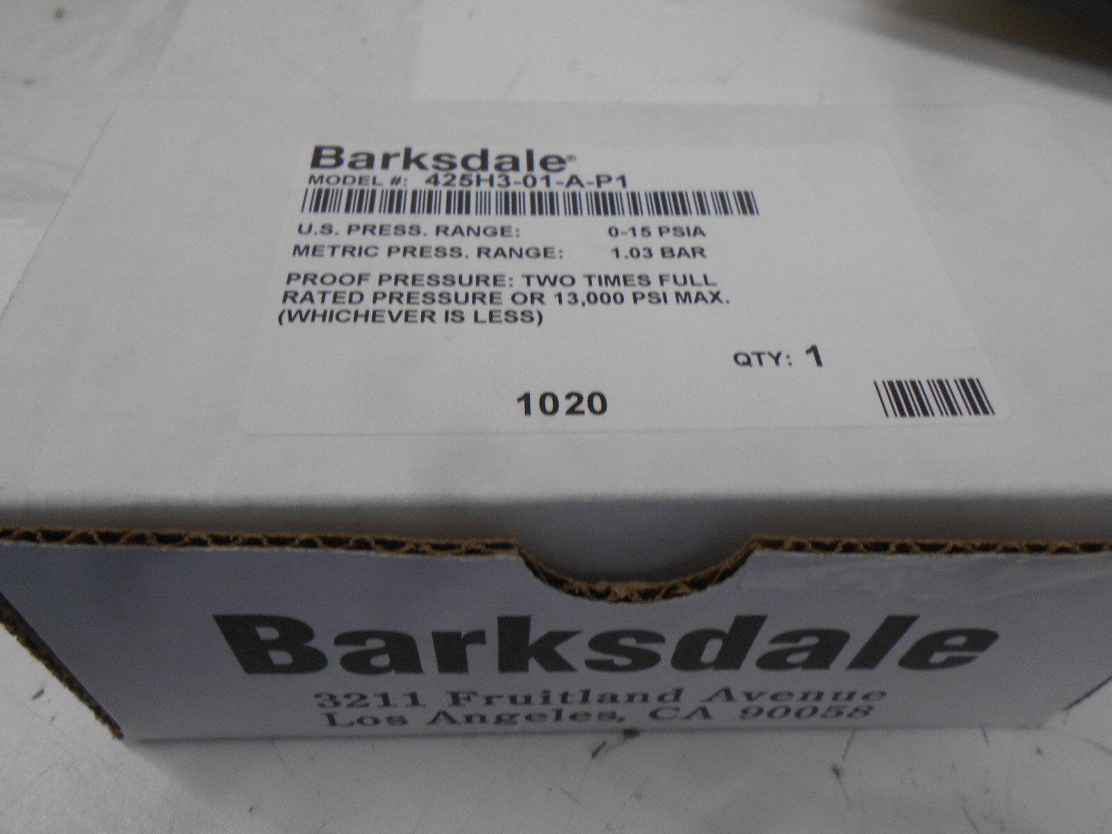 Barksdale 425H3-01-A-P1 0-15PSI 12-30 VDC 4/20mA Pressure Transducer