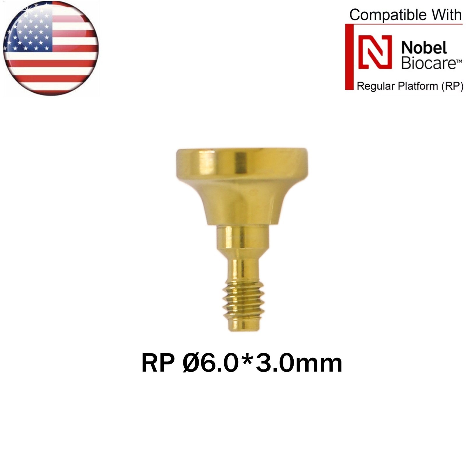 US Dental Nobel Healing Abutment Caps RP Fit NOB Active ∅3.6/5.0/6.0 H3/5/7mm