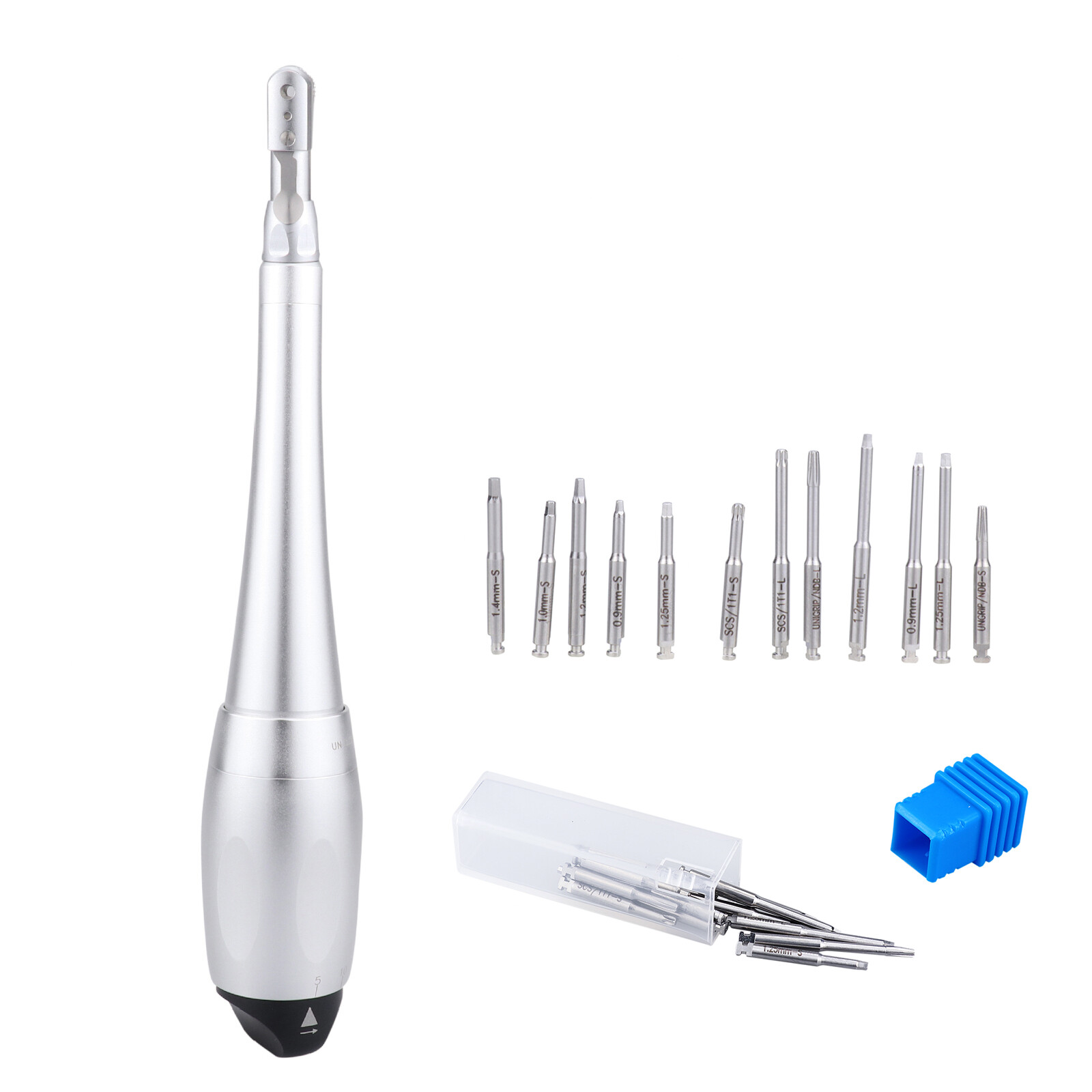 Dental Universal Implant Torque 2 Heads Adjustment Handpiece&12 Drivers Blue CE