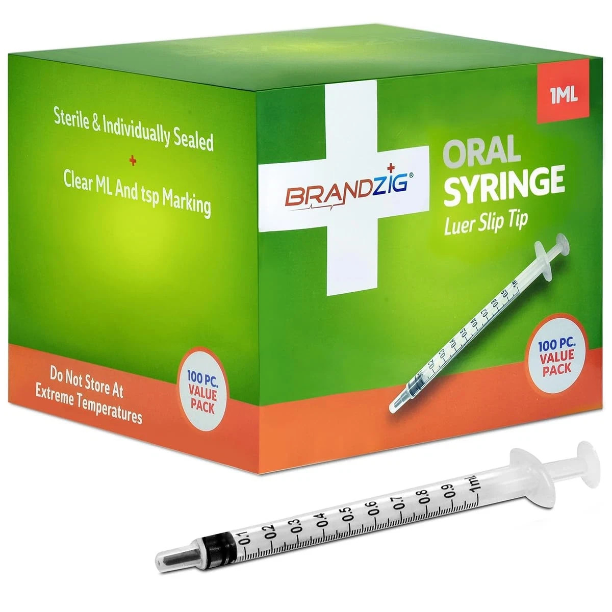 1ml Syringe with Cap (100 Pack) | Oral Dispenser Without Needle Luer Slip Tip
