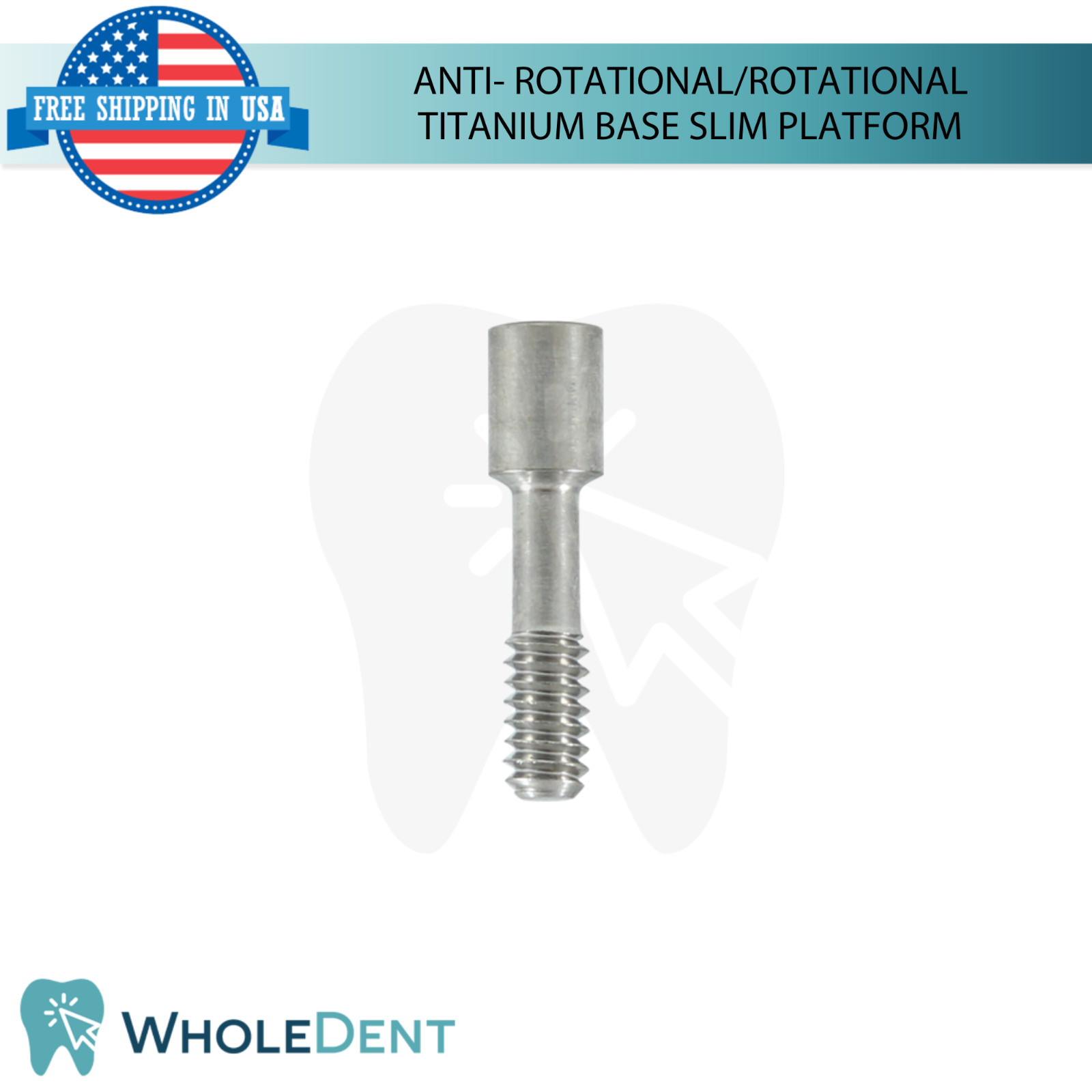 5x Dental Anti-Rotational / Rotational Titanium Base Slim Platform Int Hex 2mm