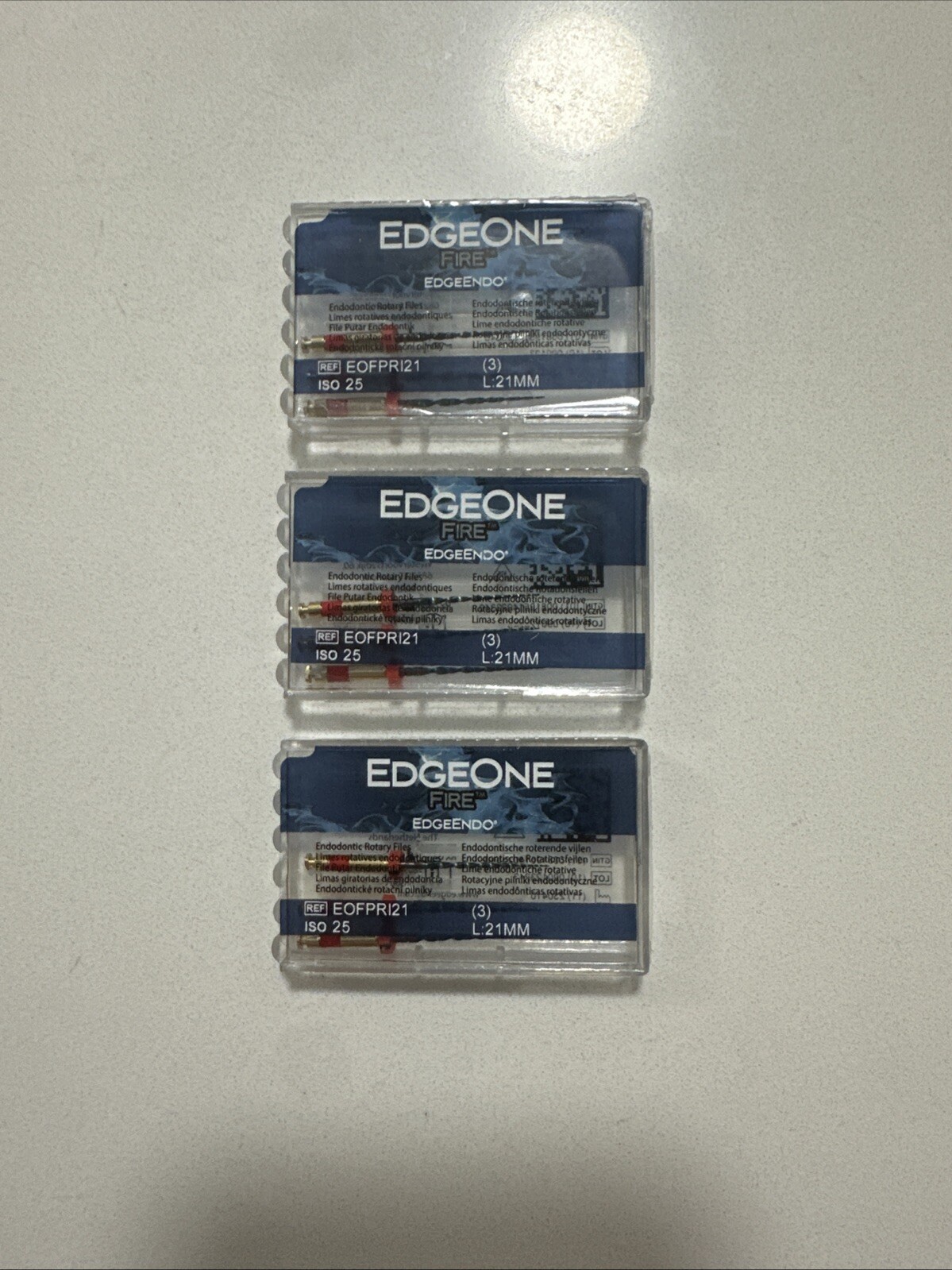 EdgeEndo – EdgeOne Fire – Reciprocating Files (3 Packs, Primary .25, 21mm)