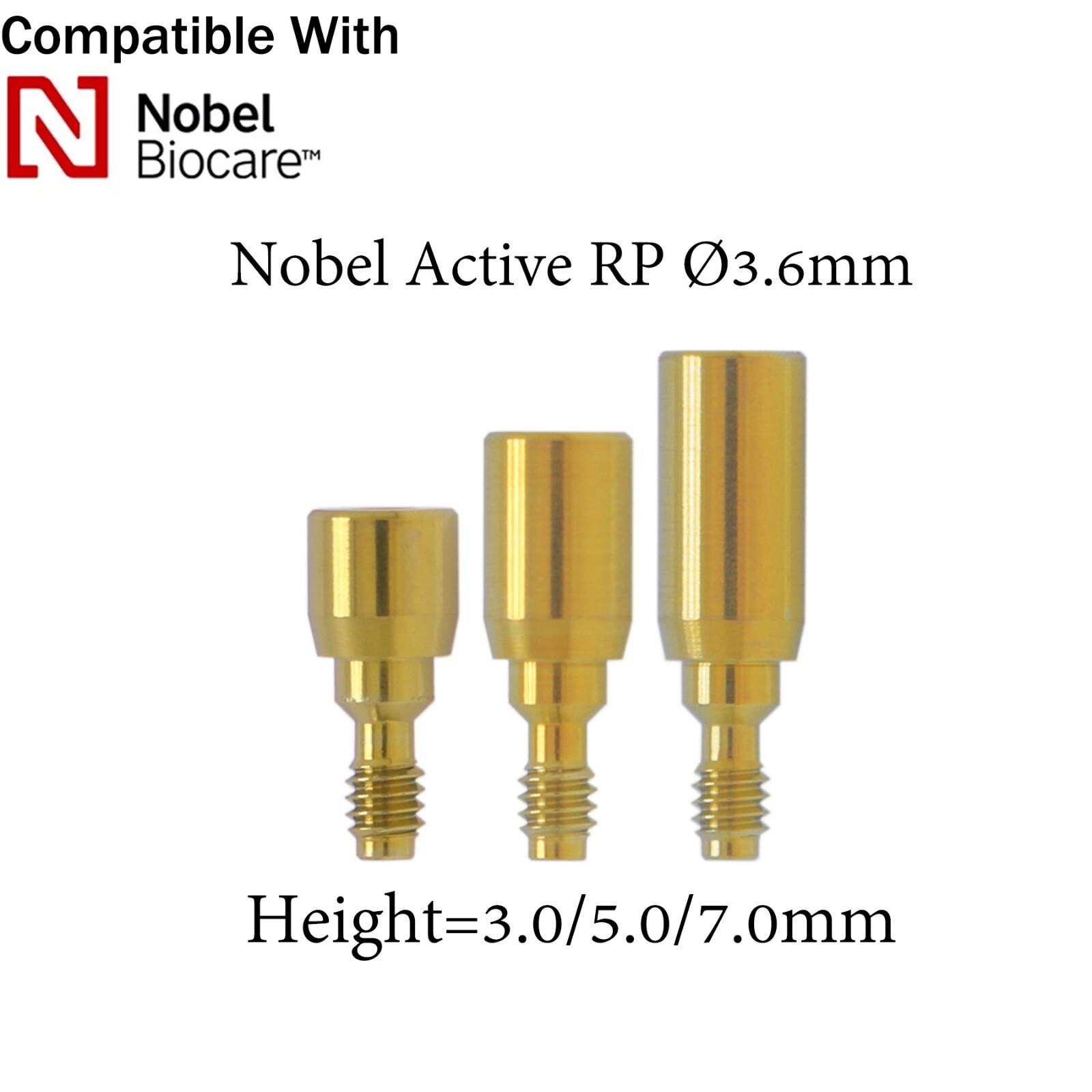 Dental Healing Cap Abutment RP/NP fits NOBEL Active Ø3.6/5.0/6.0 H=3.0/5.0/7.0mm
