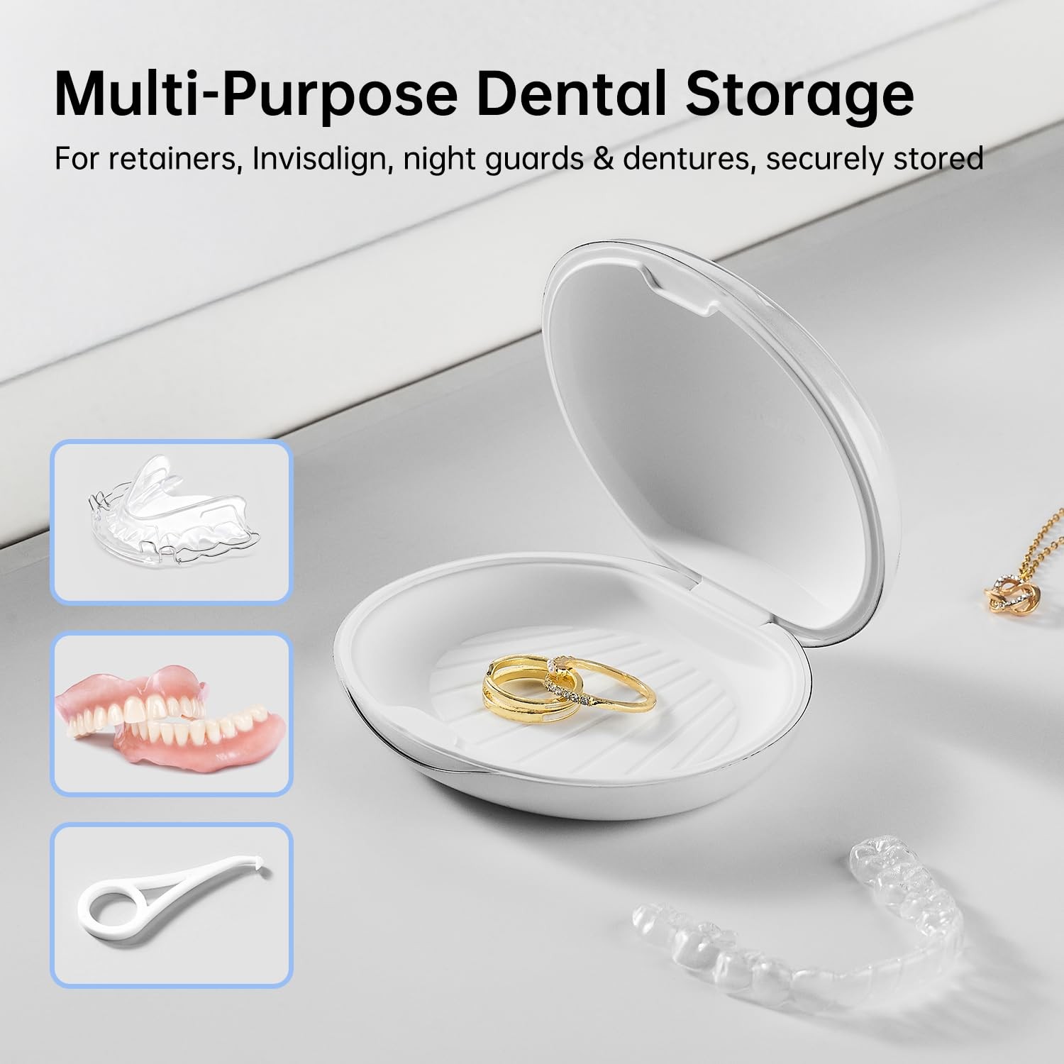 Retainer Case with – Aligner & Orthodontic Cleaner Box, Case, White