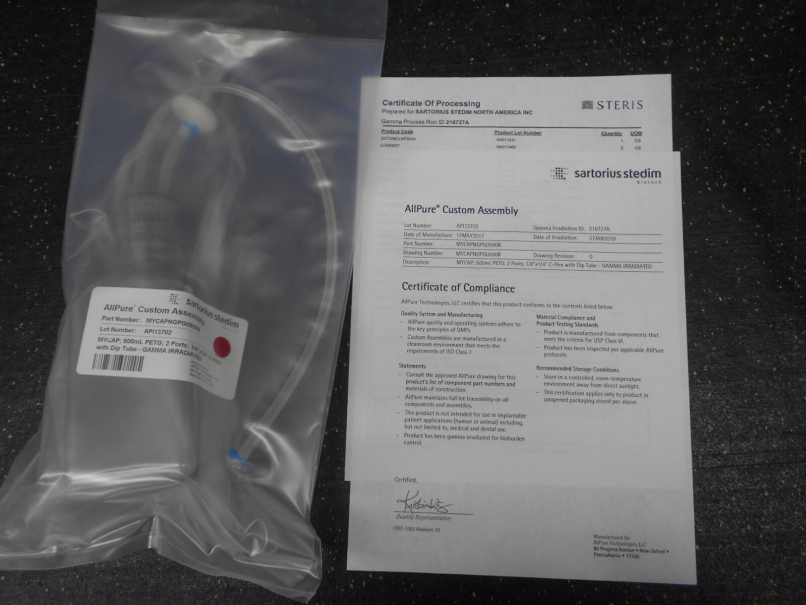 SARTORIUS MYCAPCPPG0500B 500ML 1/8″ x 1/4″ C-FLEX W/ DIP TUBE PETG BOTTLE