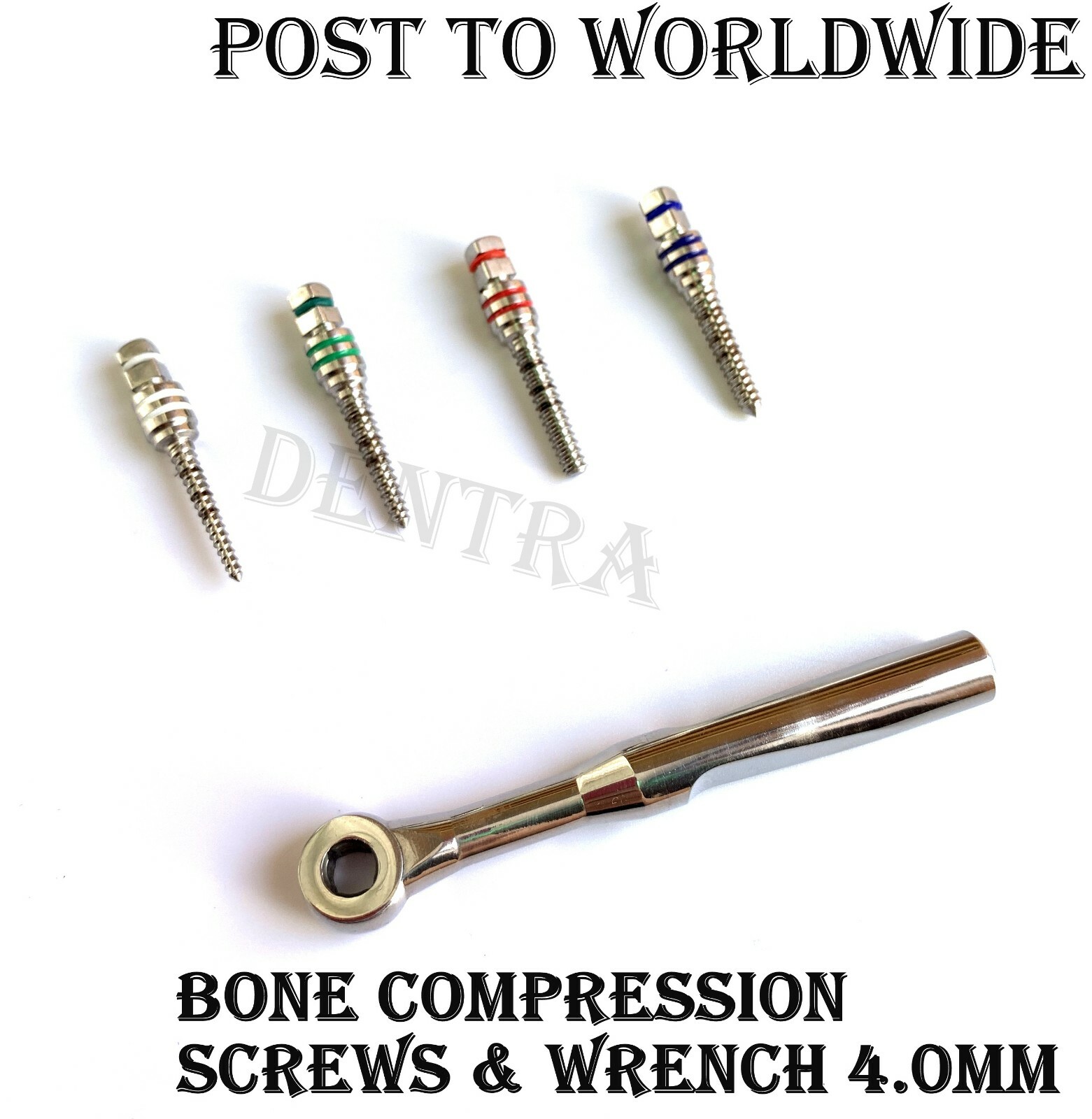 4 x Bone Compression Set Sinus Lift Dental Implant & Wrench 4.0mm New CE