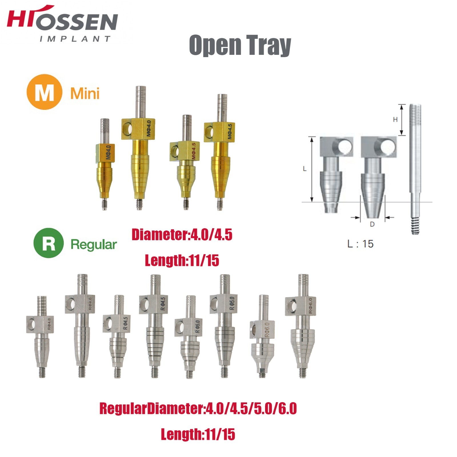 US Fits Hiossen Osstem ET Healing Abutments/Locator/Impression Caps Coping M/R