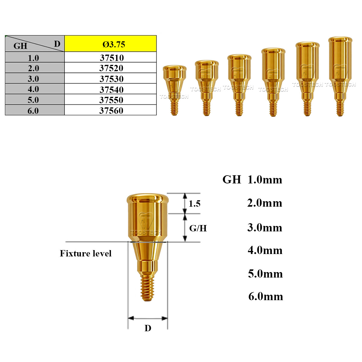 Locator Abutment Locator Core Tool fits to Astra Tech EV 3.6 GH1~GH6mm