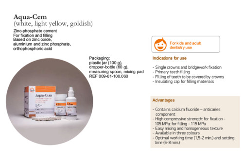 Aqua Cem For Fixation And Filling Based On Zinc Oxide Aluminium Zinc Phosphate