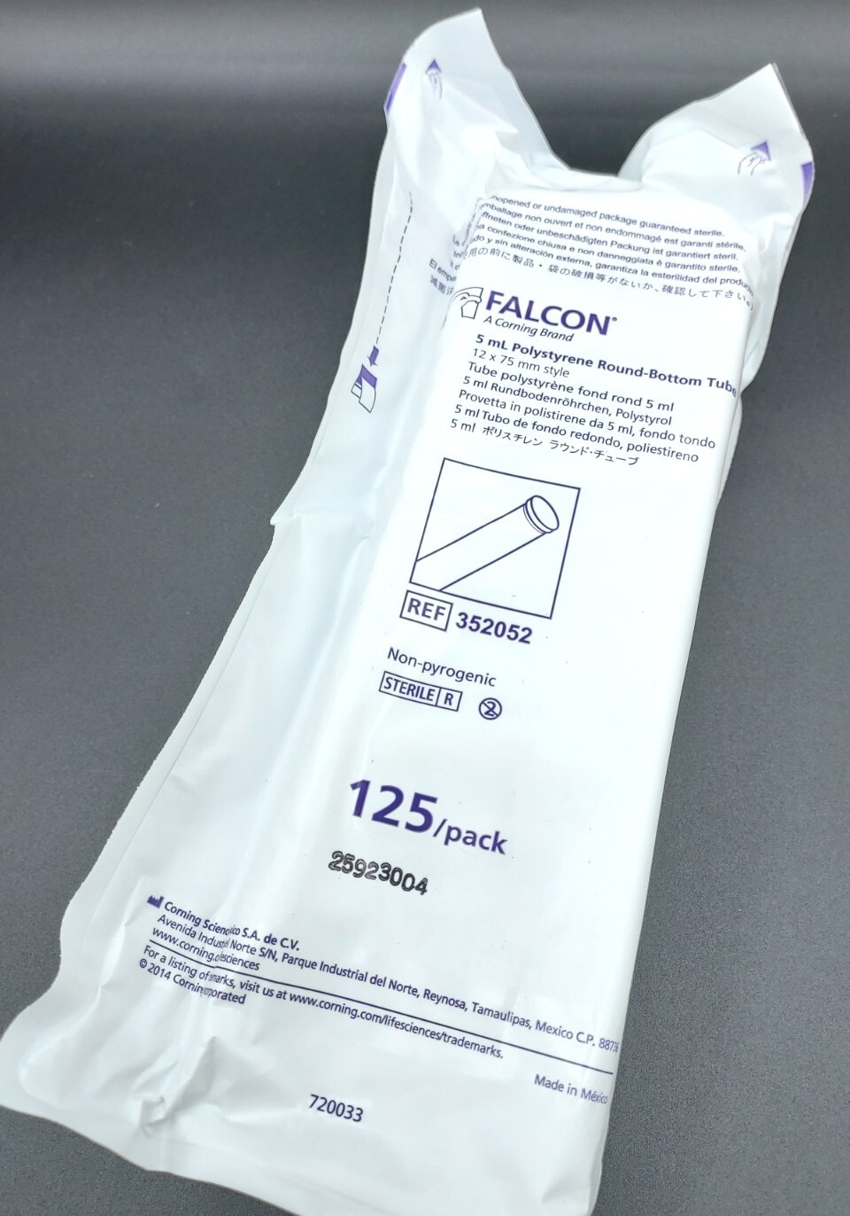 Falcon #352052 5 mL Round-Bottom Test Tube, Sterile NO Cap *125/Pack* Sealed