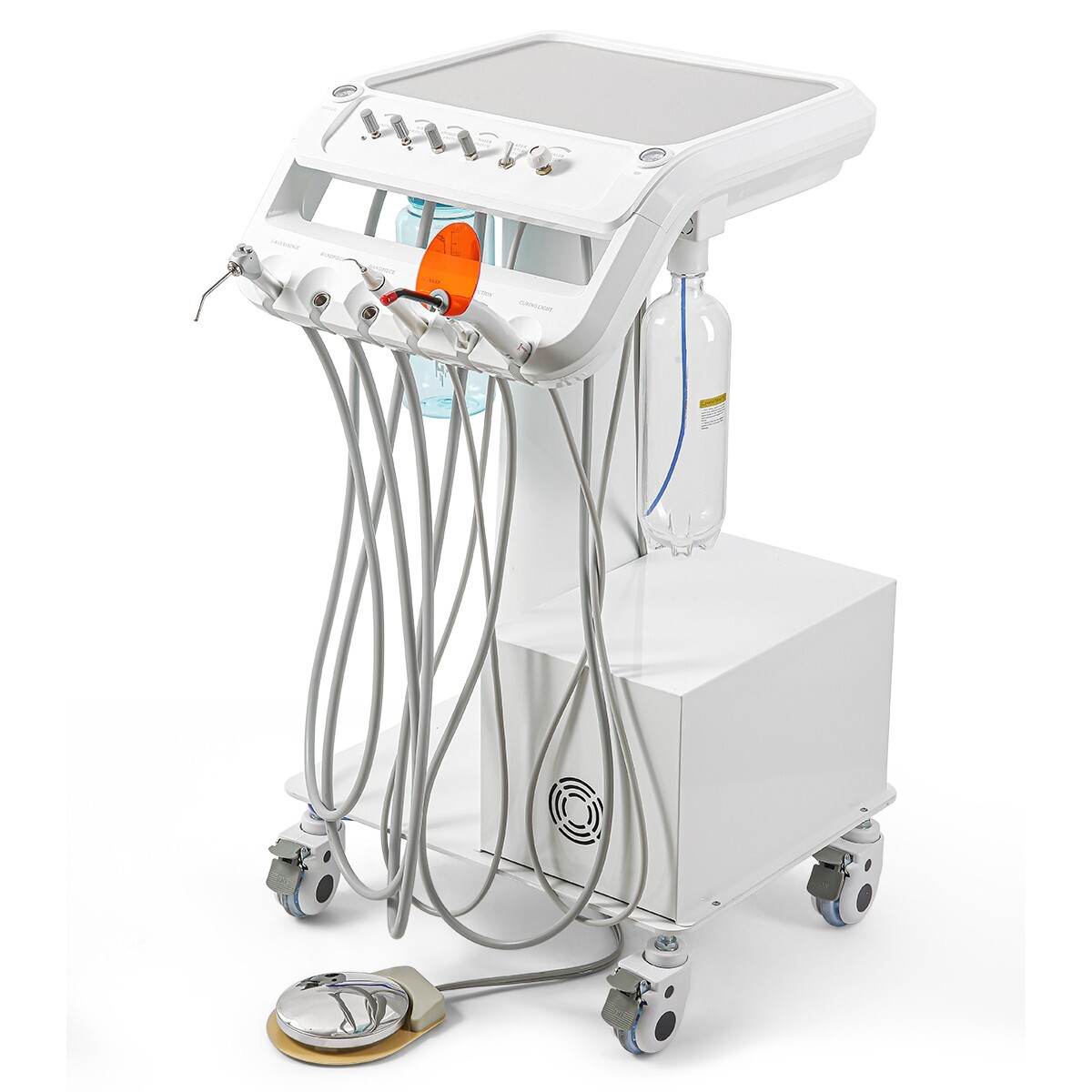 Unidad Dental Portátil 4 Orificios con Compresor y Sistema de Succión 3 Vías