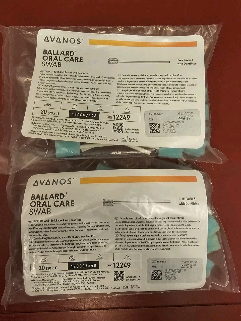 Avanos Ballard ORAL CARE SWAB Exp 07/30/2027 Qty 2 Pks of 20