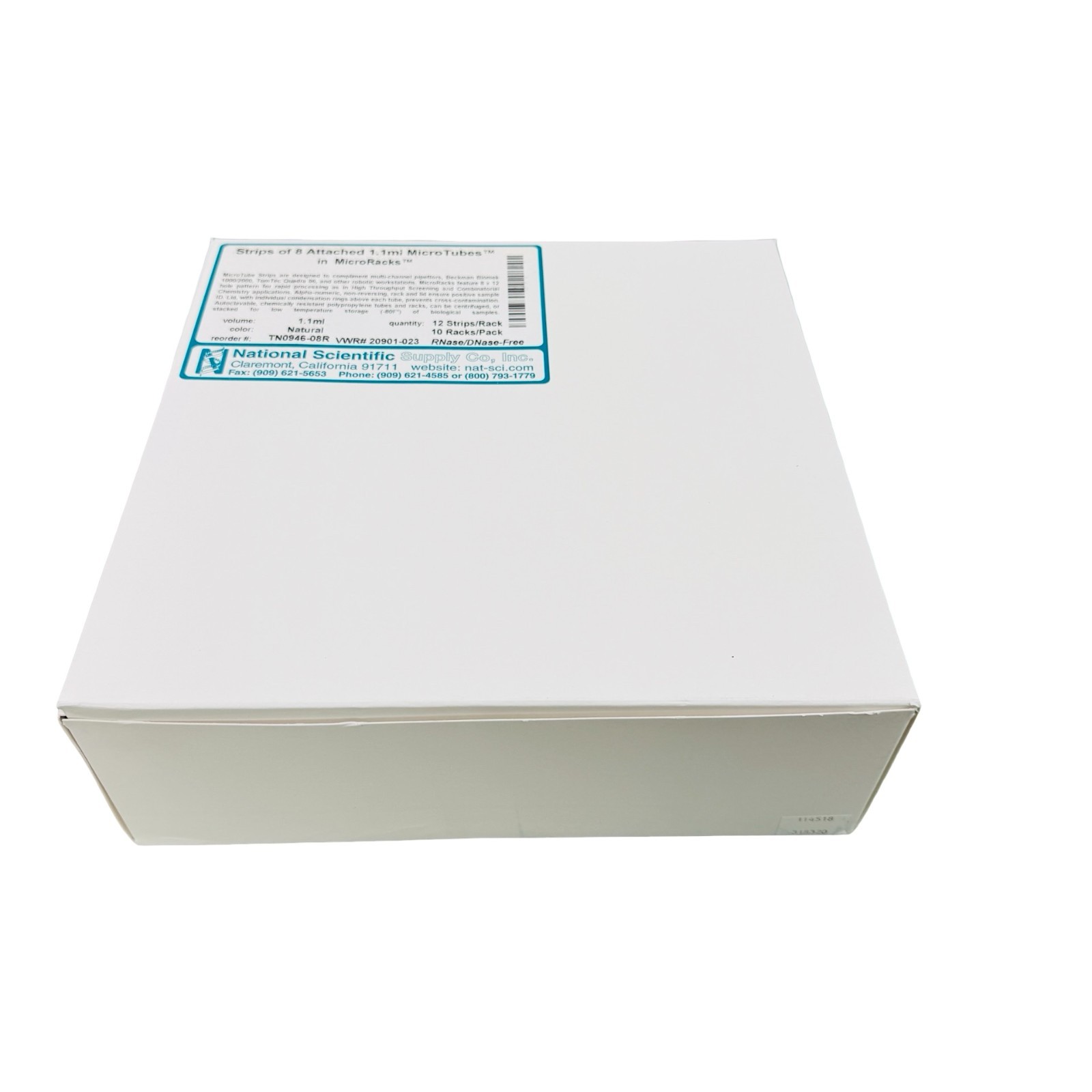 National Scientific MicroTube Strips 1.1ml 8-Tube Attached MicroRacks RNase