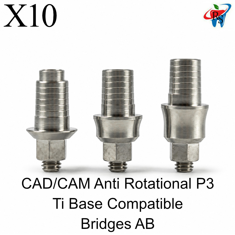 10pcs Dental CAD/CAM Anti Rotational P3 Ti Base Compatible With Bridges AB