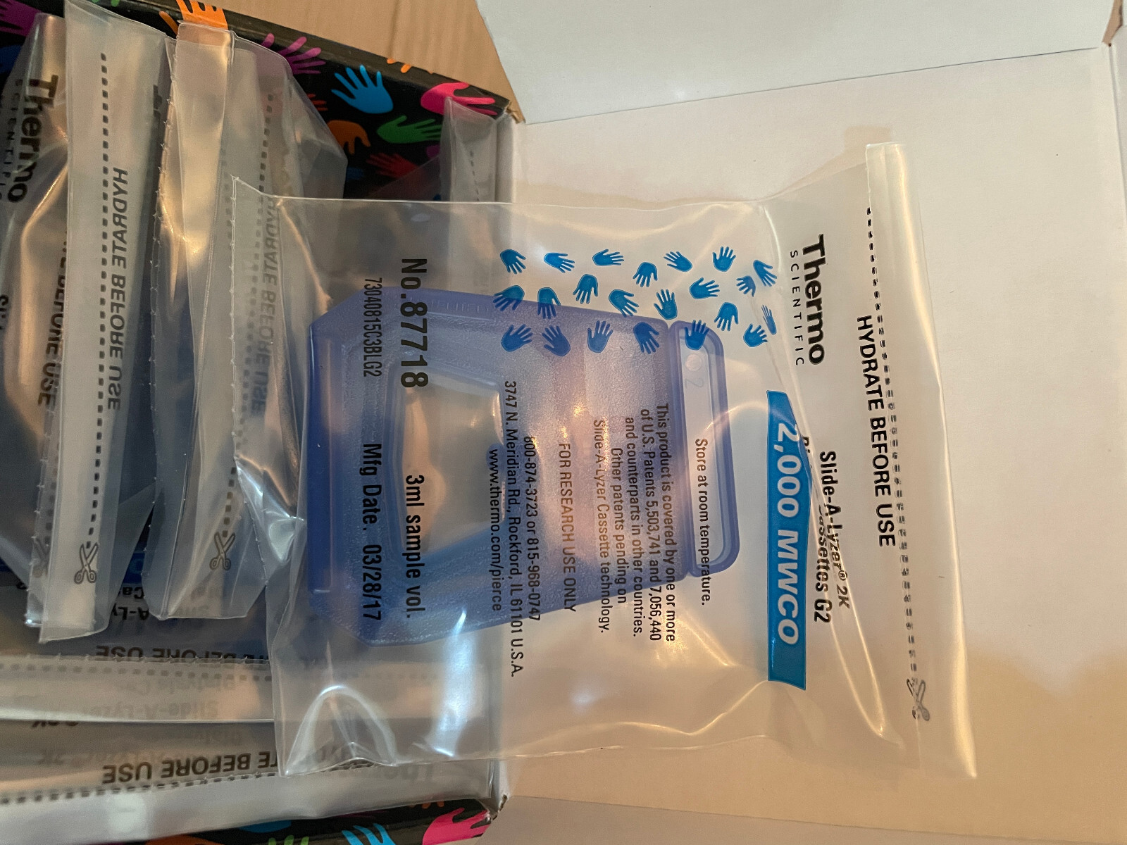 Thermo 87718 Slide-A-Lyzer Dialysis Cassette 2000 MWCO 3 ml Pierce 10 pcs