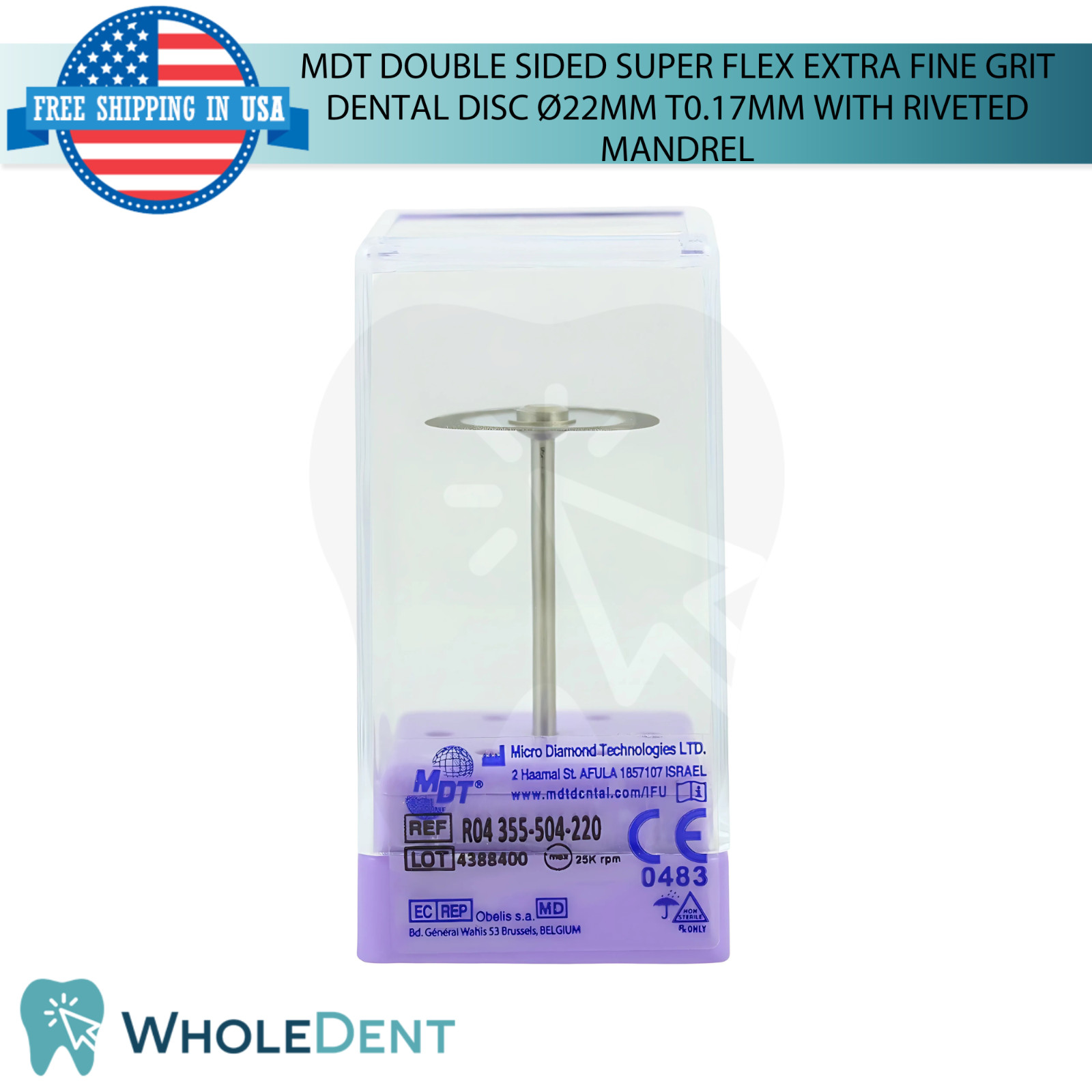 Extra Fine Grit Diamond Double Sided Super Flex Dental Disc Ø22mm 0.17mm Thick