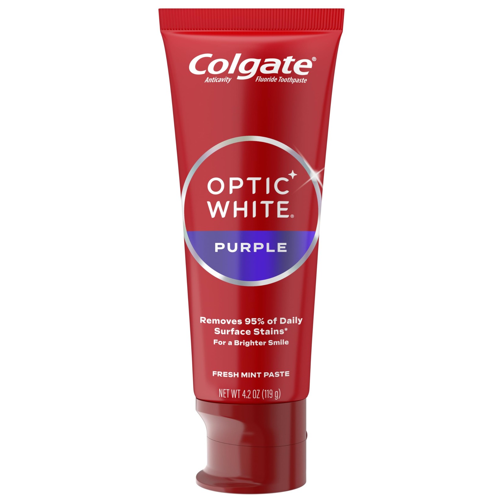 Colgate Optic White Purple Toothpaste for Teeth Whitening, Helps Remove Surface
