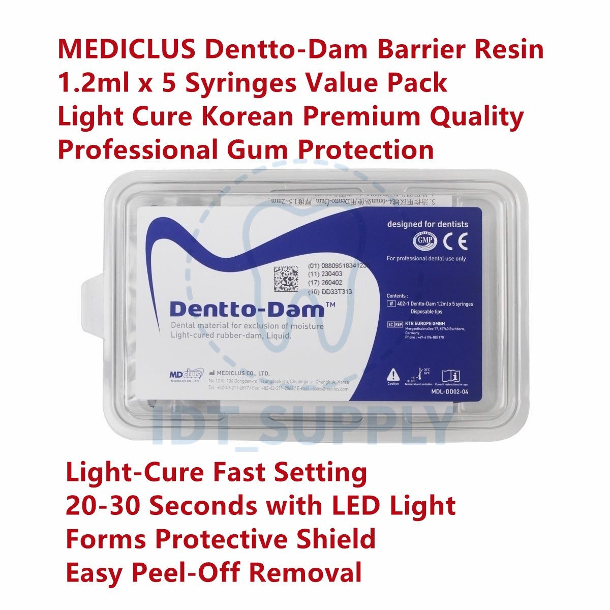 MEDICLUS Dentto-Dam Light Cure Gingival Barrier Resin 1.2ml x 5 Korean
