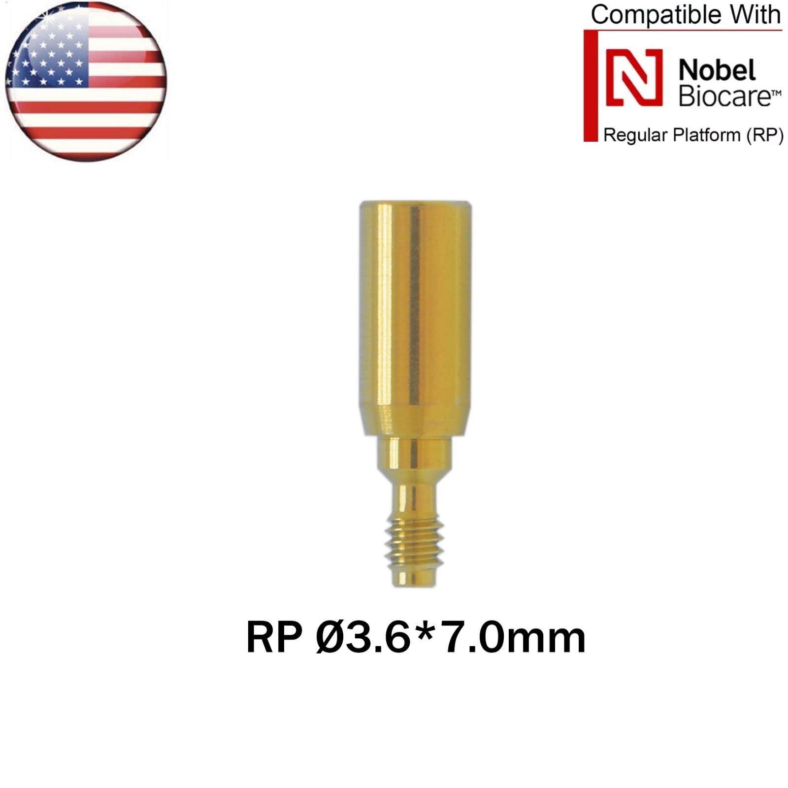 US Dental Nobel Healing Abutment Caps RP Fit NOB Active ∅3.6/5.0/6.0 H3/5/7mm