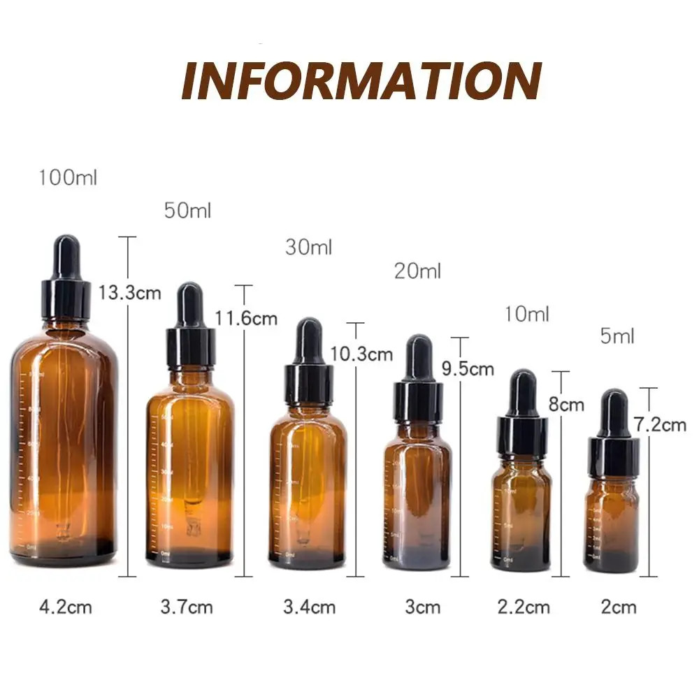 5ml-100ml Empty Dropper Bottle with Scale Reagent Eye Drop Amber Glass Aromather