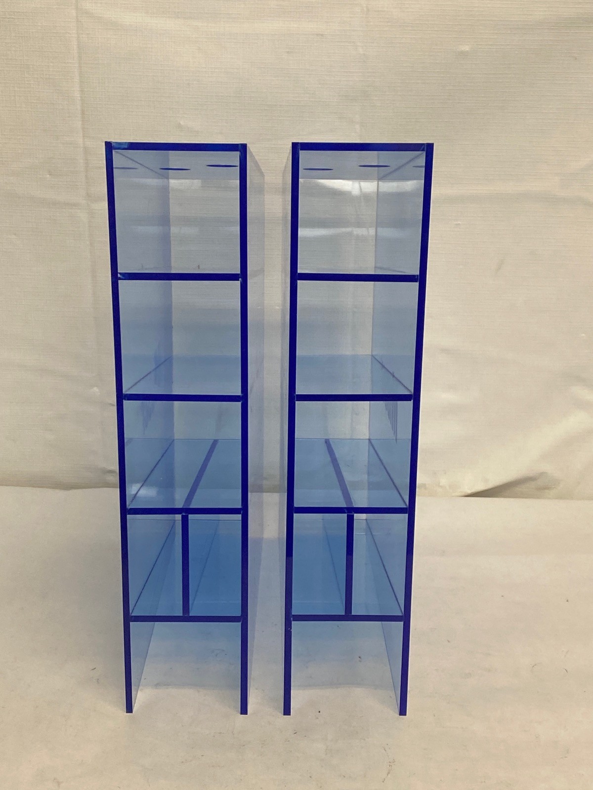 Used (2) MIDSCI Harvest Acrylic Serological Pipet Rack 5-Compartments Blue B