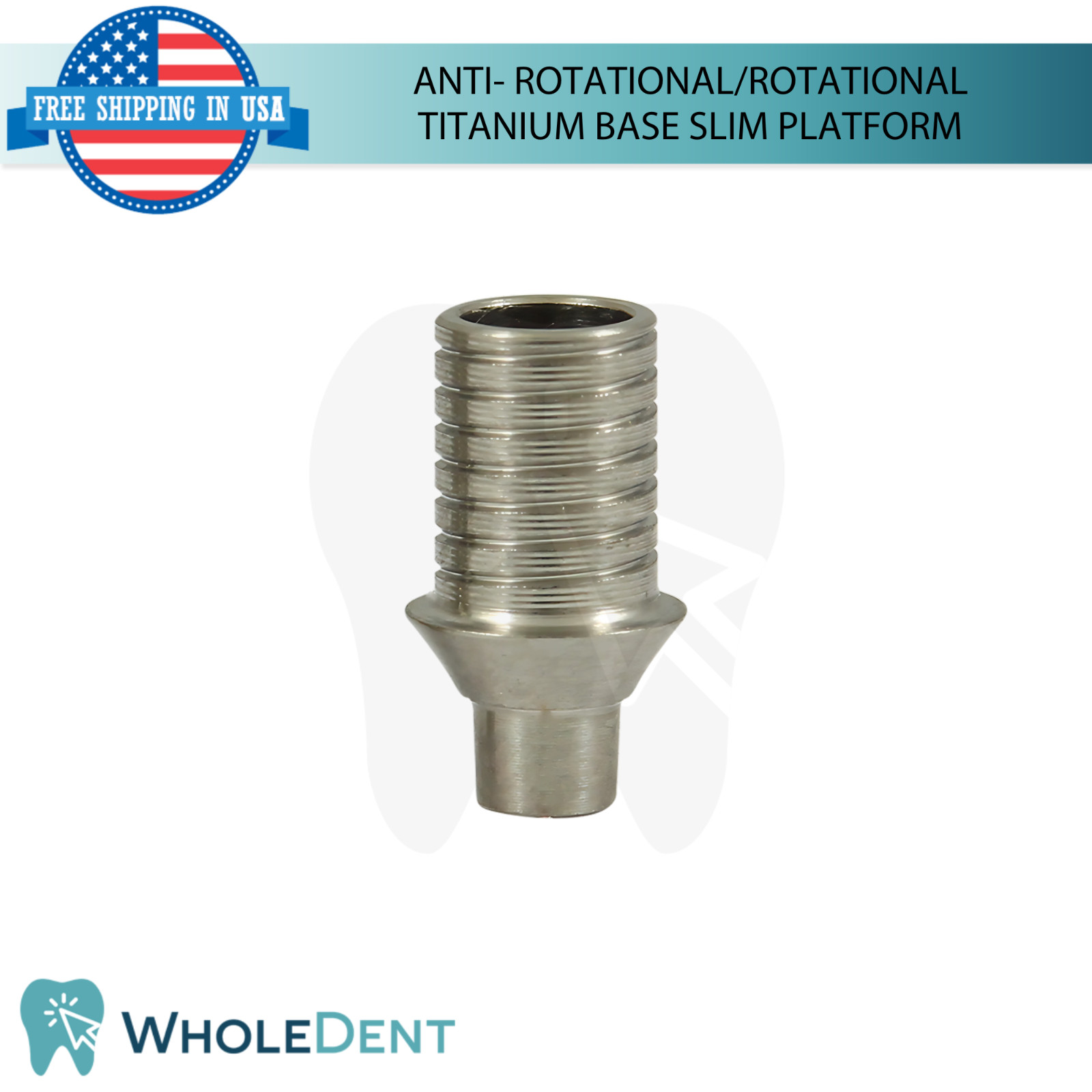 5x Dental Anti-Rotational / Rotational Titanium Base Slim Platform Int Hex 2mm