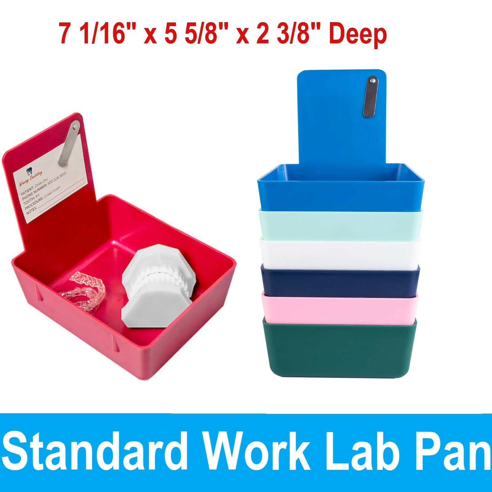 DENTAL LABORATORY WORKING CASE PAN TRAY WITH CLIP (Medium)- CHOOSE COLOR