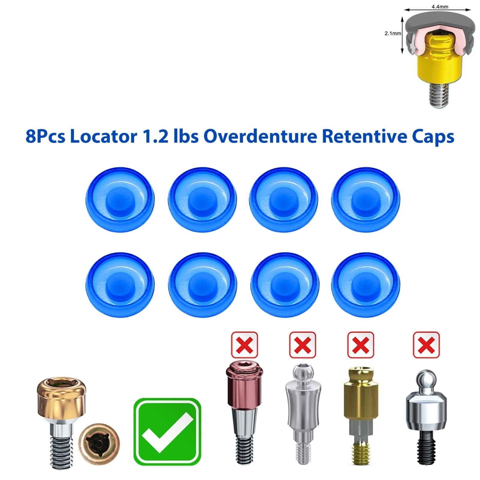 Dental Locator Core Tool with Extraction Remove Retention Male Caps Kit