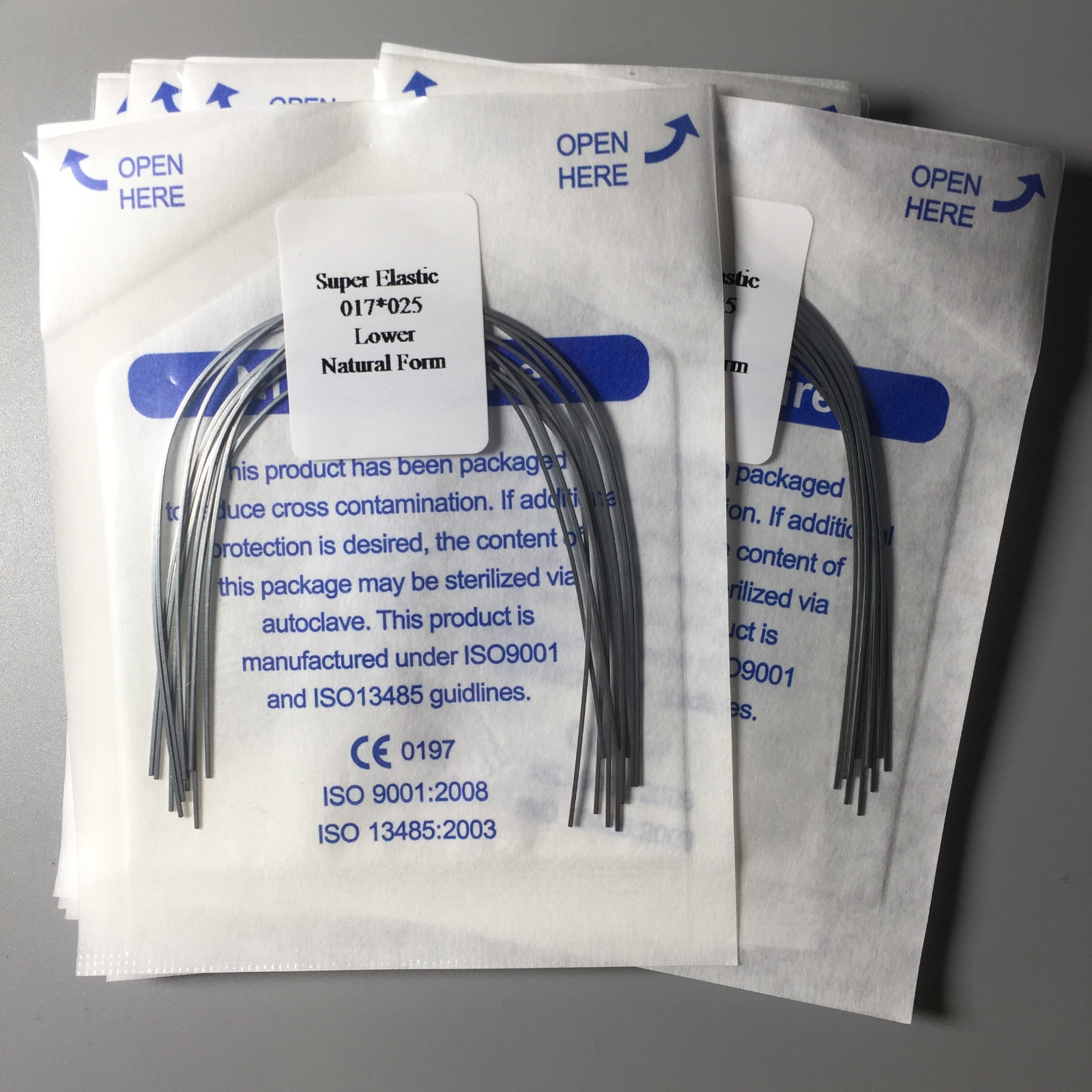 Natural Dental Rectangular Super Elastic Wires Niti Orthdontic 17X25 U/L 10Pack