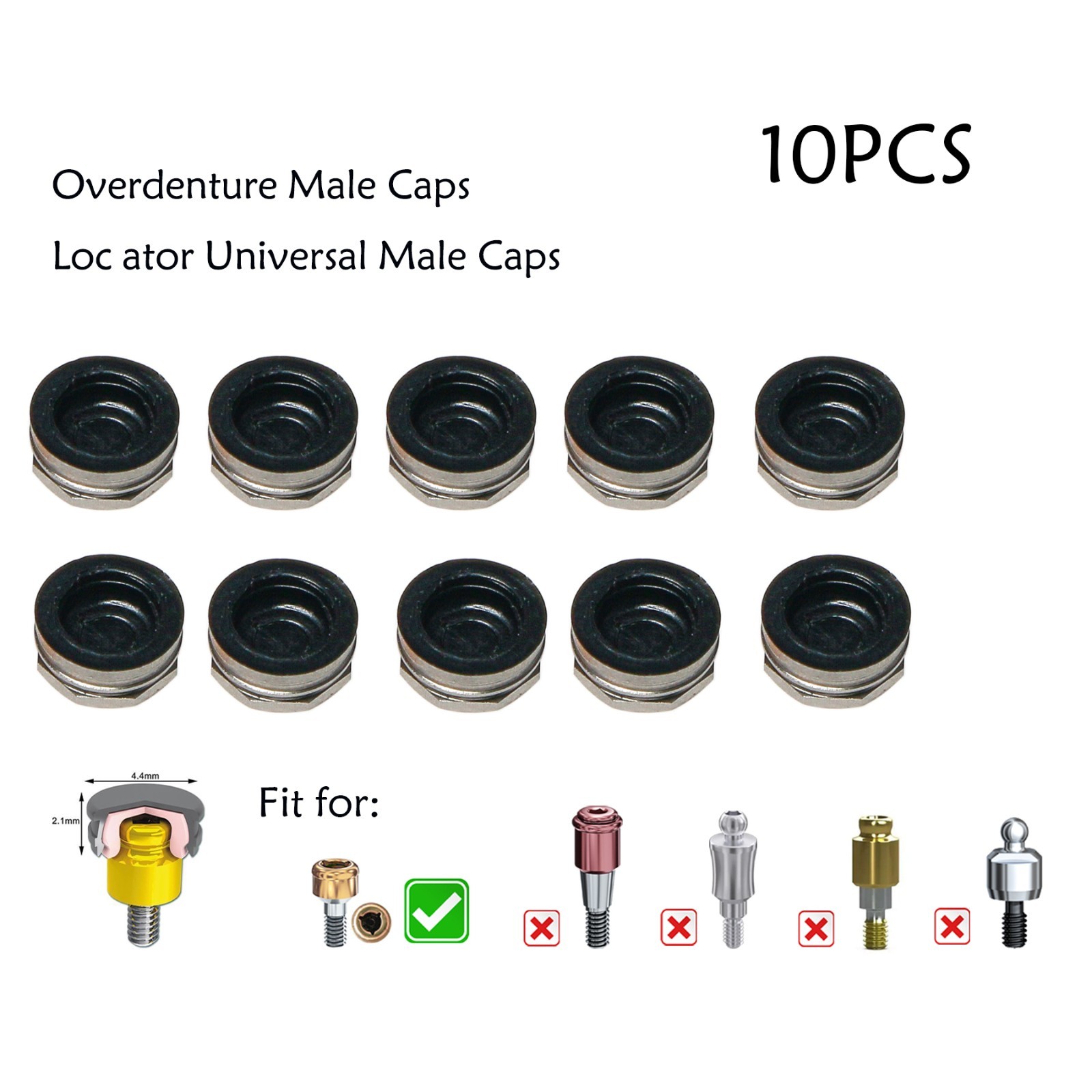 10Pcs Dental Overdenture Locator Abutments Retention Caps For Implant Inserts