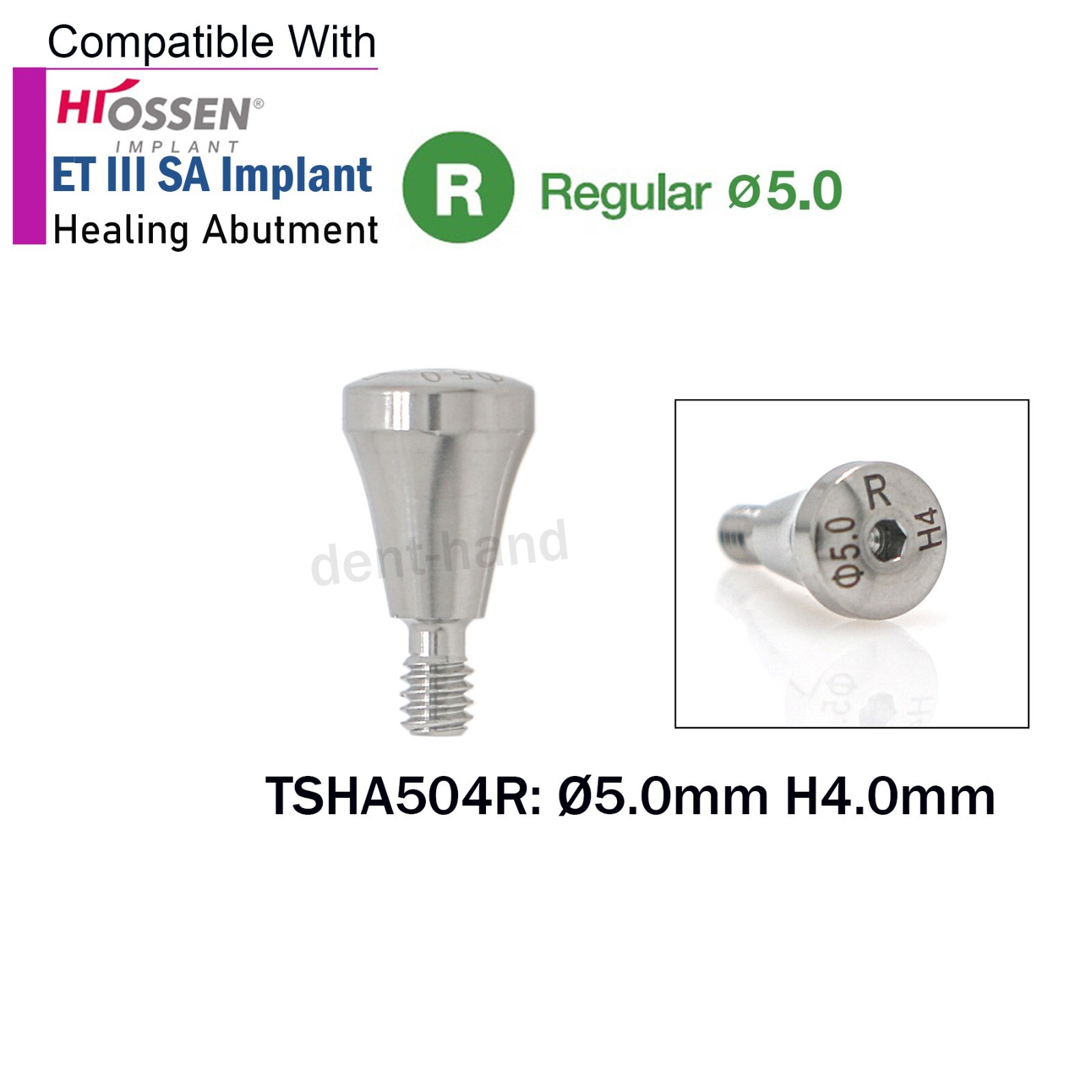 Dental Caps Healing Abutment Regular Platform Ø5.0 Dia Fit Oss Hiossen ET System
