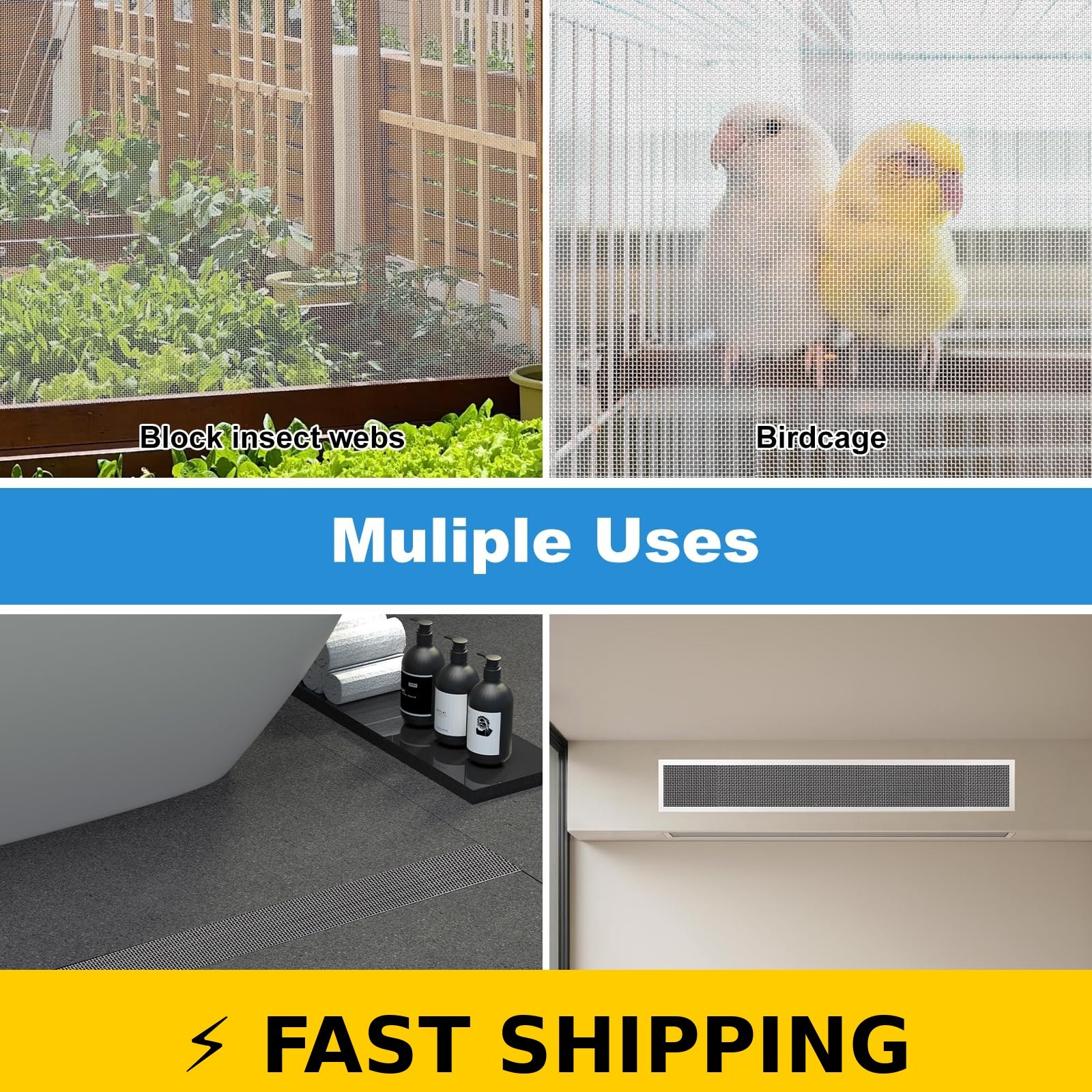 Serqd 304 Stainless Steel Wire Mesh Screen, 6 Pack for DIY Projects