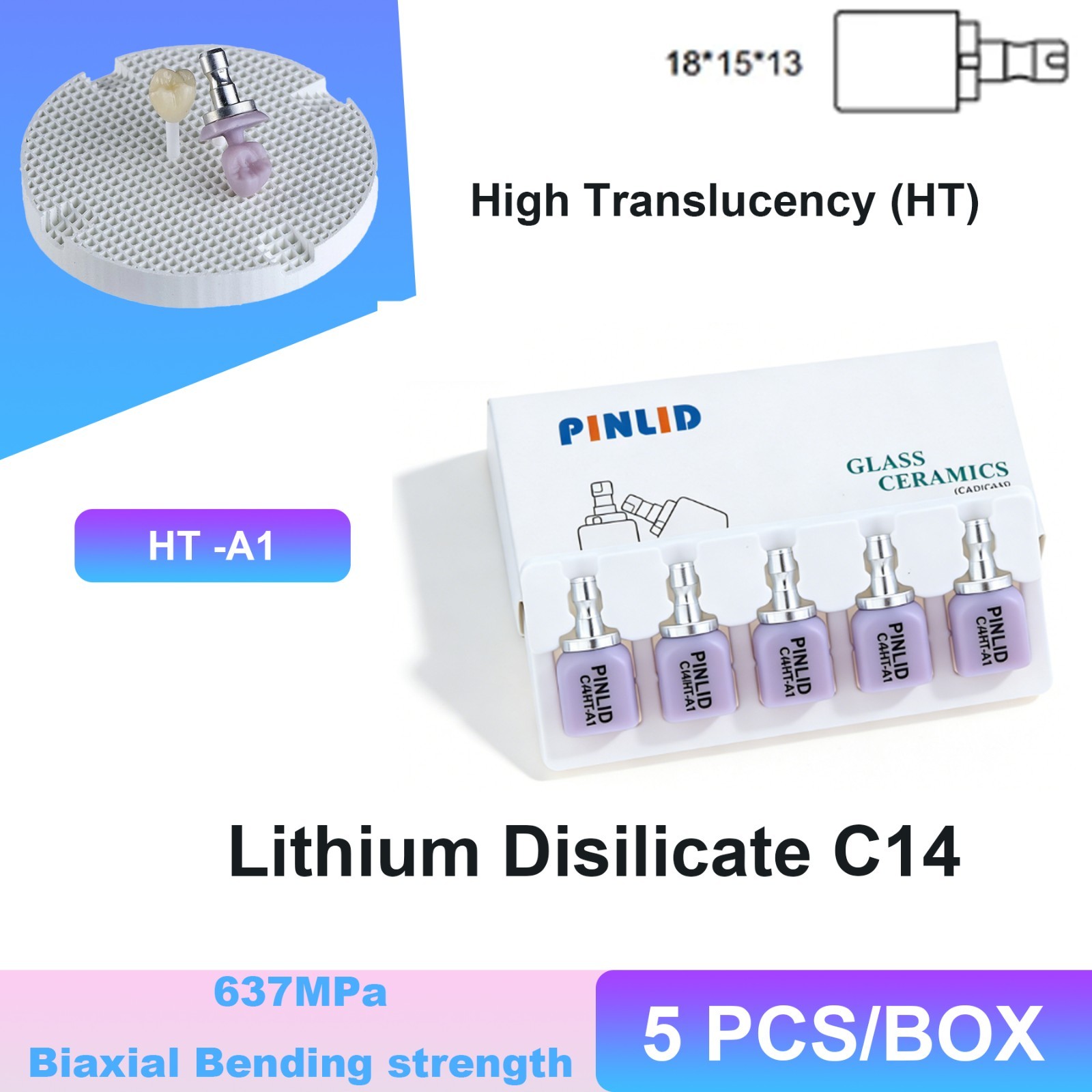 Dental C14 Lithium Disilicate CAD/CAM Blocks HT/MT/LT for CEREC IPS e.max System