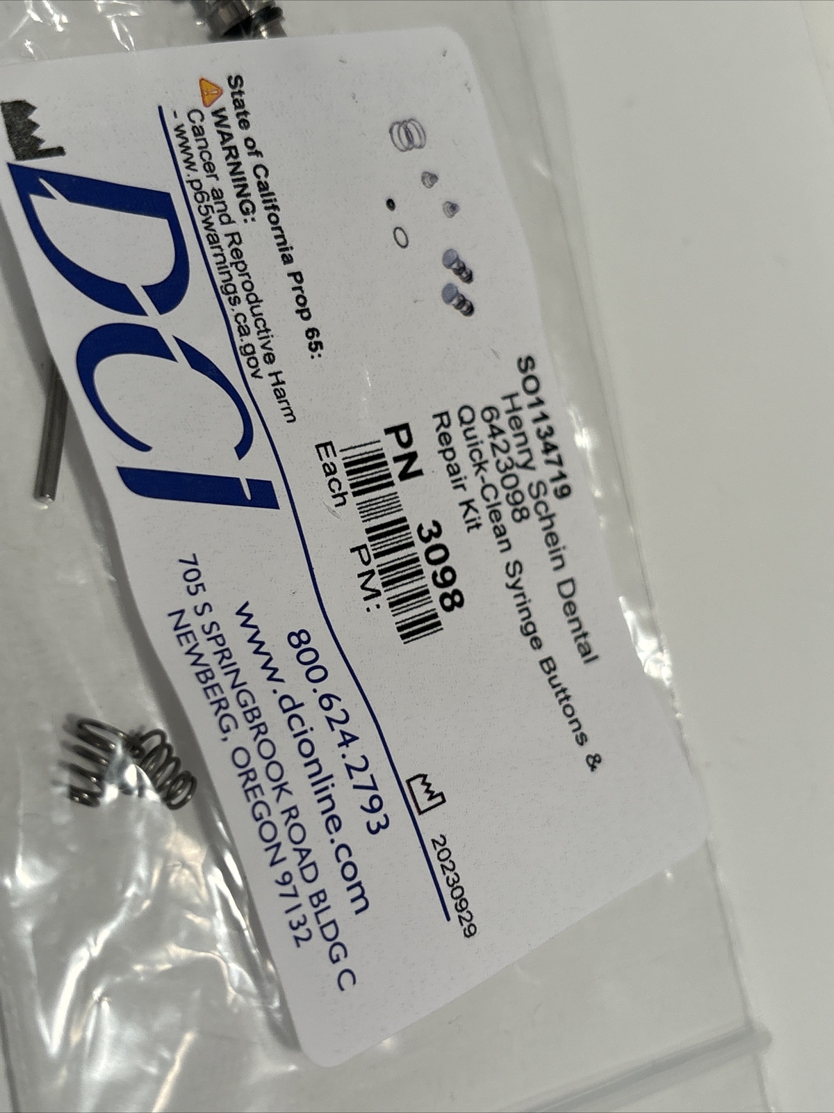 henry Schein Dental SO1131928 quick-clean syringe buttons & repair kit #3098