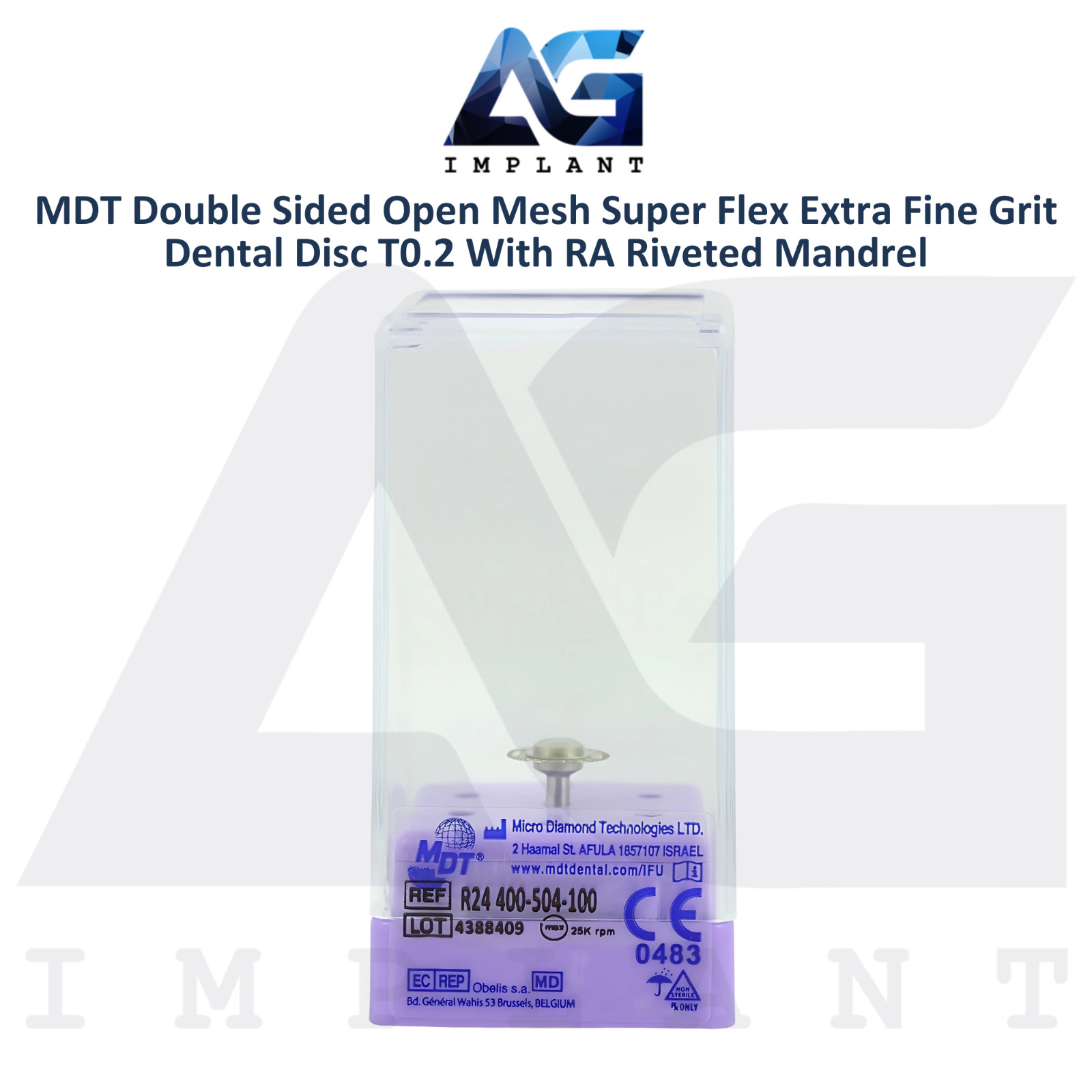 MDT Double Sided Open Mesh Super Flex Extra Fine Dental Diamond Coated Disc T0.2