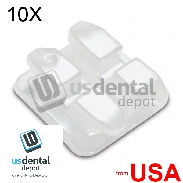 10X LOT of Ceramic Bracket Roth .022 Mini 345 w/hook – 5 to 5 upper & lo 102400