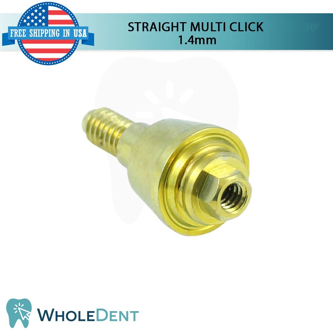 5x Straight Multi Unit 1.4mm Abutment Titanium Sets Including Fixation Screw