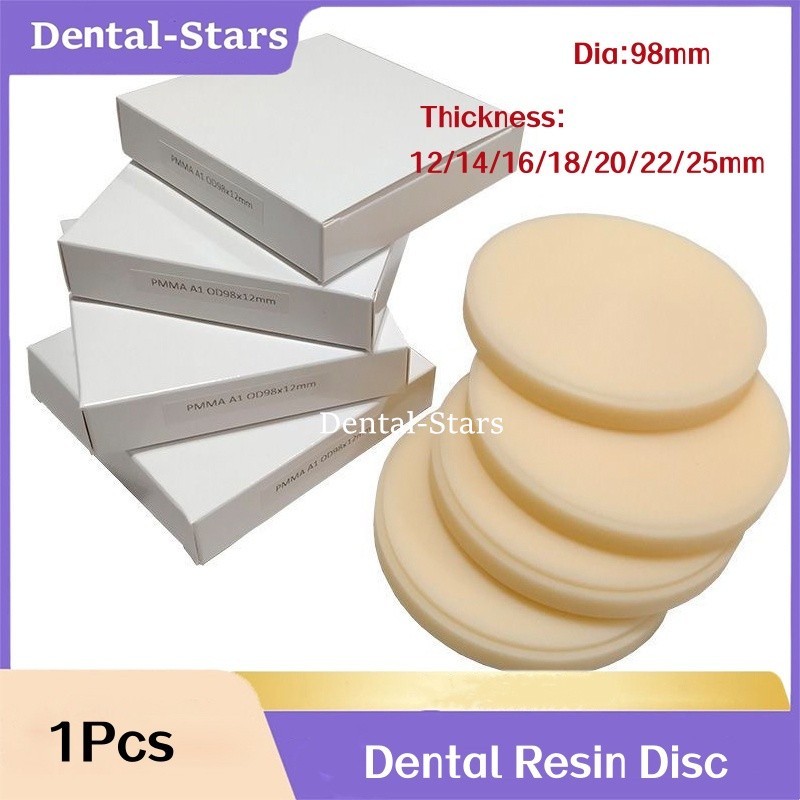 98mm Dental Multilayer Pmma Block Round Resin Disc Thick 12-25mm A1/A2/A3 Colors