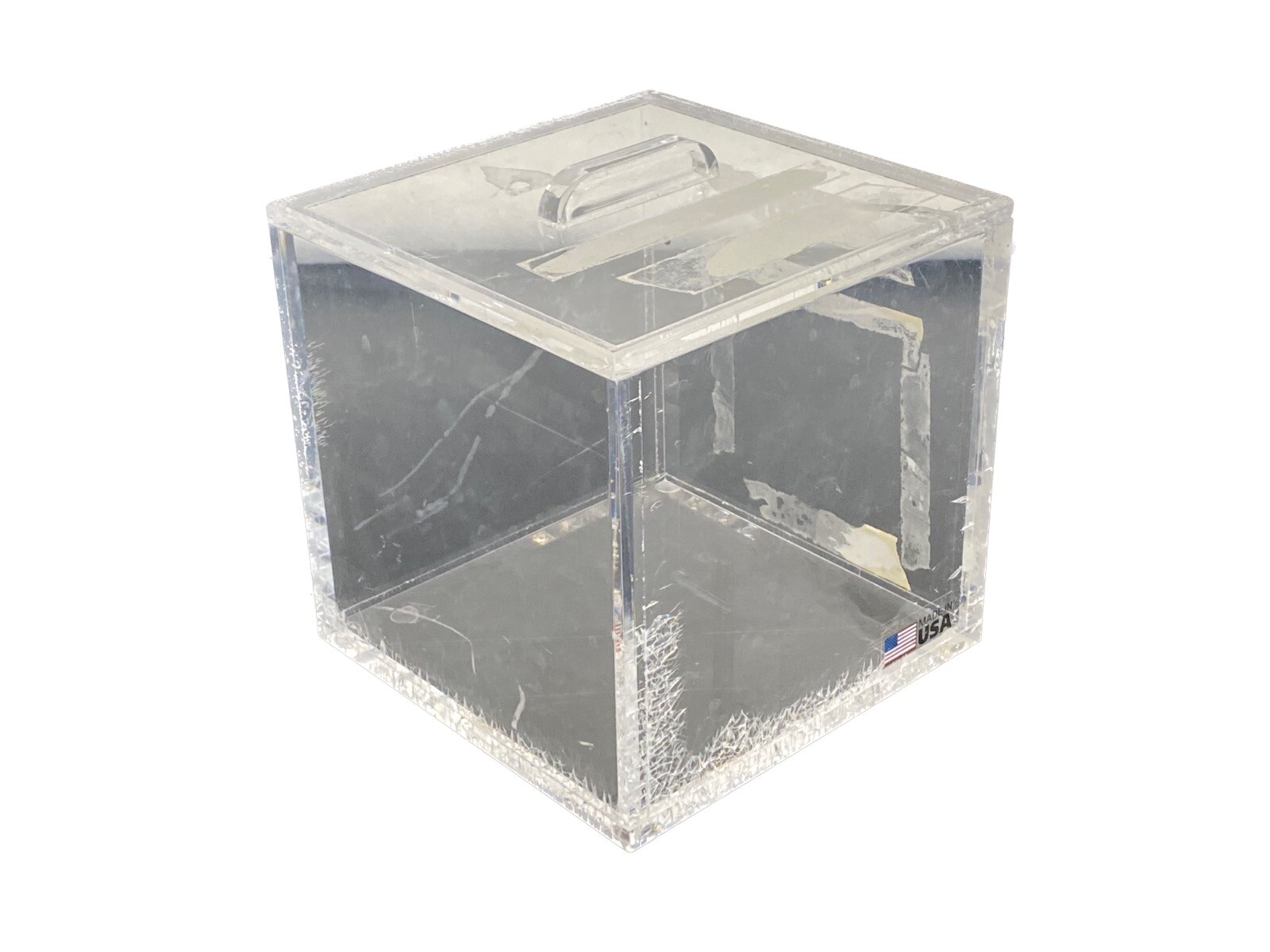 Acrylic Beta Storage Container & Top Loading Lid w/ Handle 6” x 6” x 5-3/4” ID B