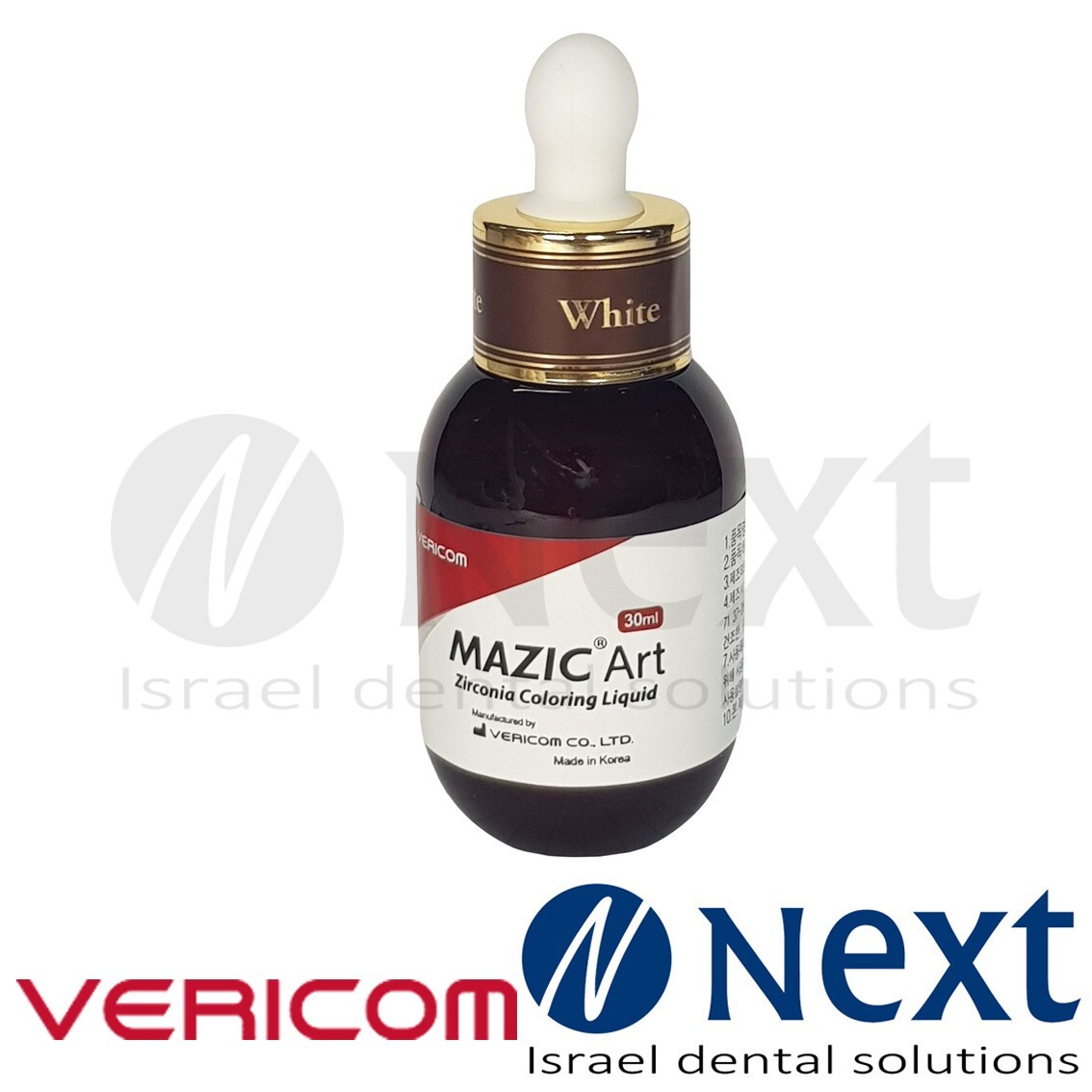 Dental not sintered zirconia shade color liquid 30ml Mazic Art Vericom White