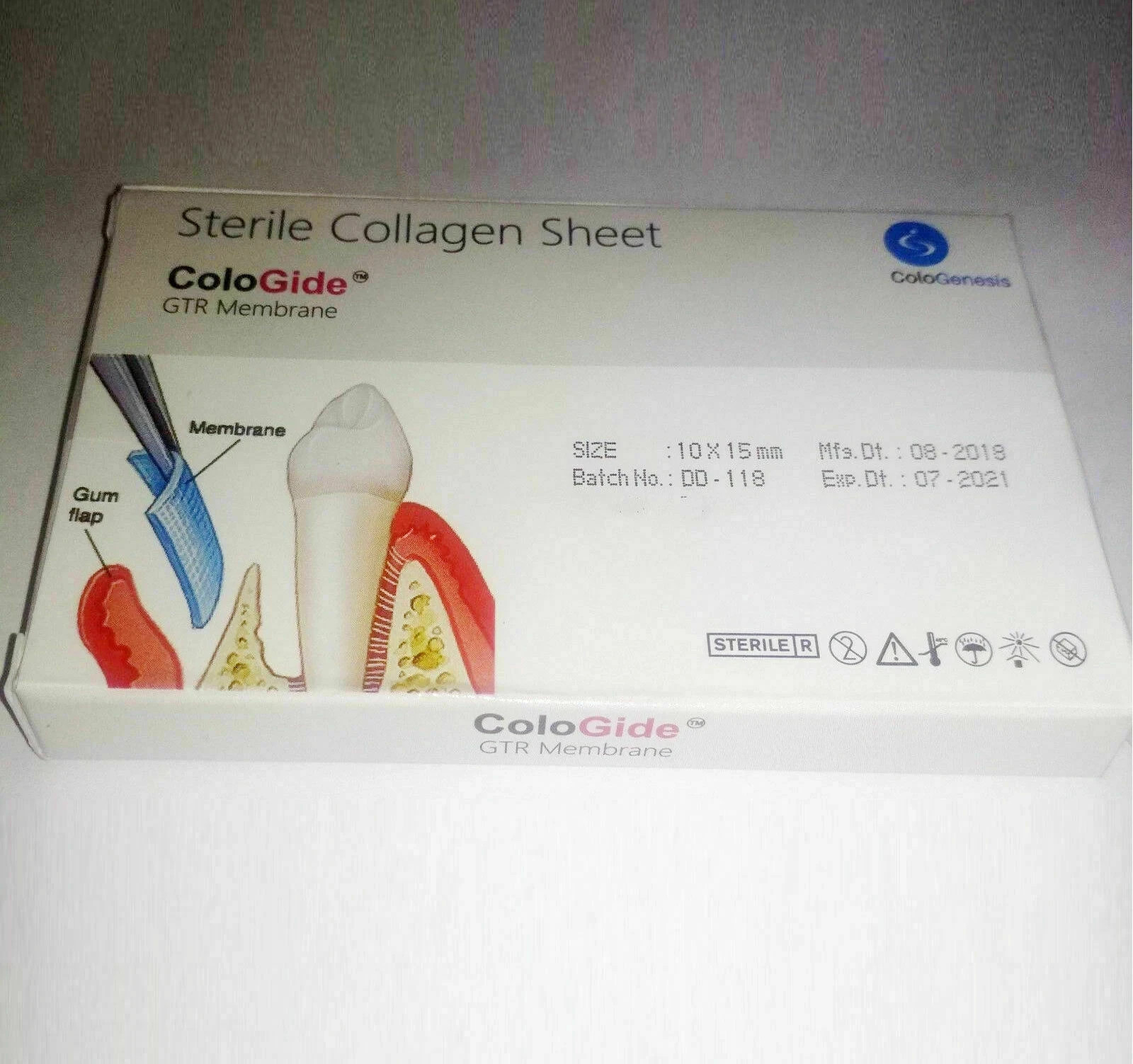 5 Pack of New Colo Gide Sterile Collagen Sheet GTR Membrane 10 x 15mm Free Ship