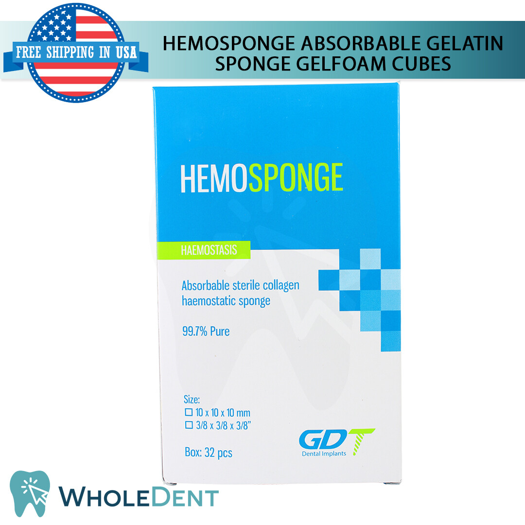 Dental Hemosponge Absor bable Gelatine Sponge Gelfoam Cubes Sterile Sur gical