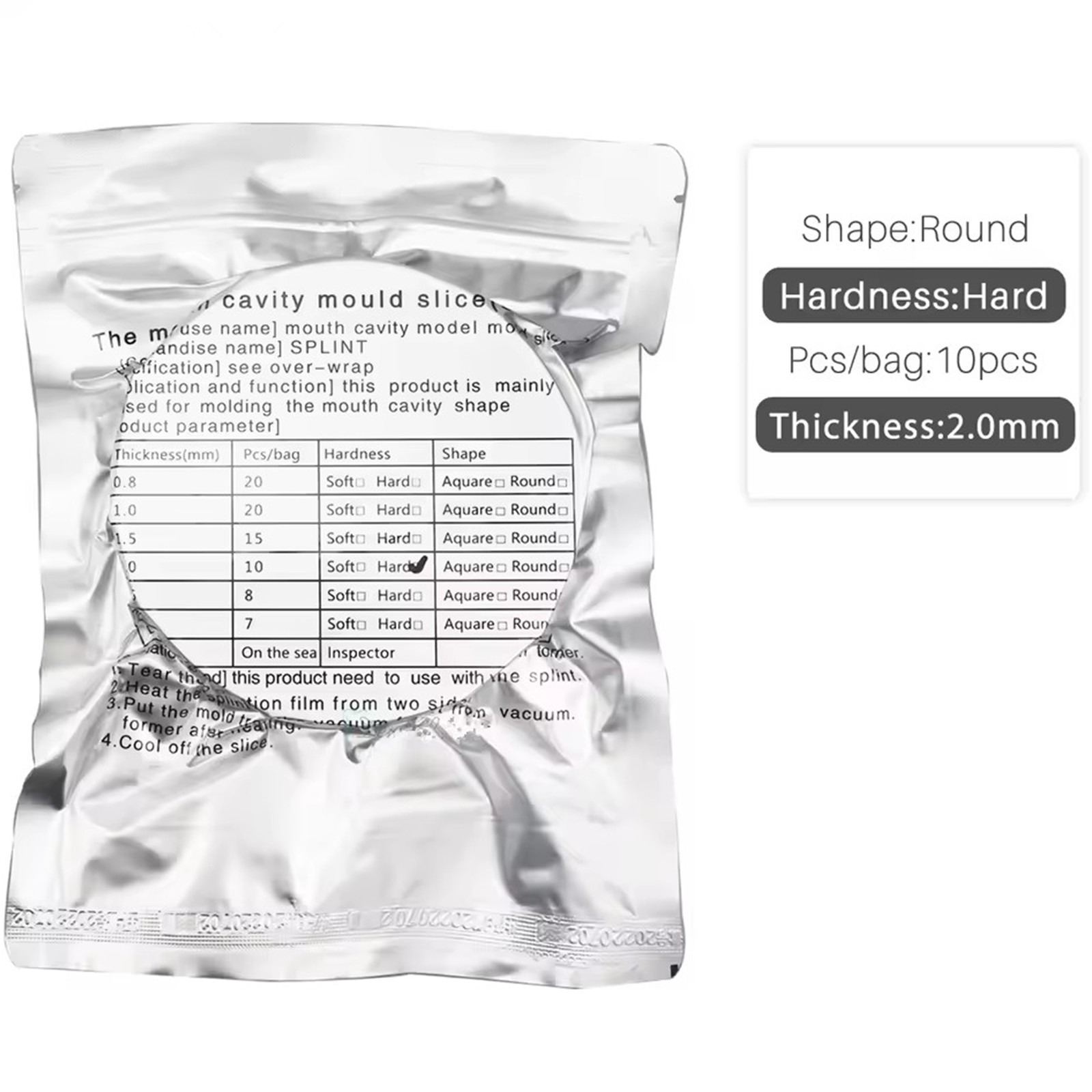 10Pcs Dental Lab Splint Thermoforming Materials Vacuum Forming Sheet 2.0mm Hard