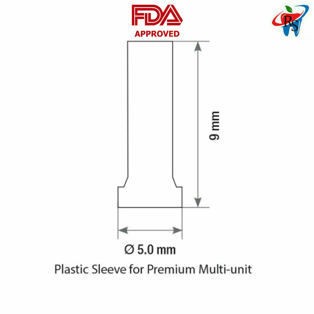 10x Set Prosthetic Straight Multi Unit 1.6 RP Conical 2.65 + Plastic Sleeve